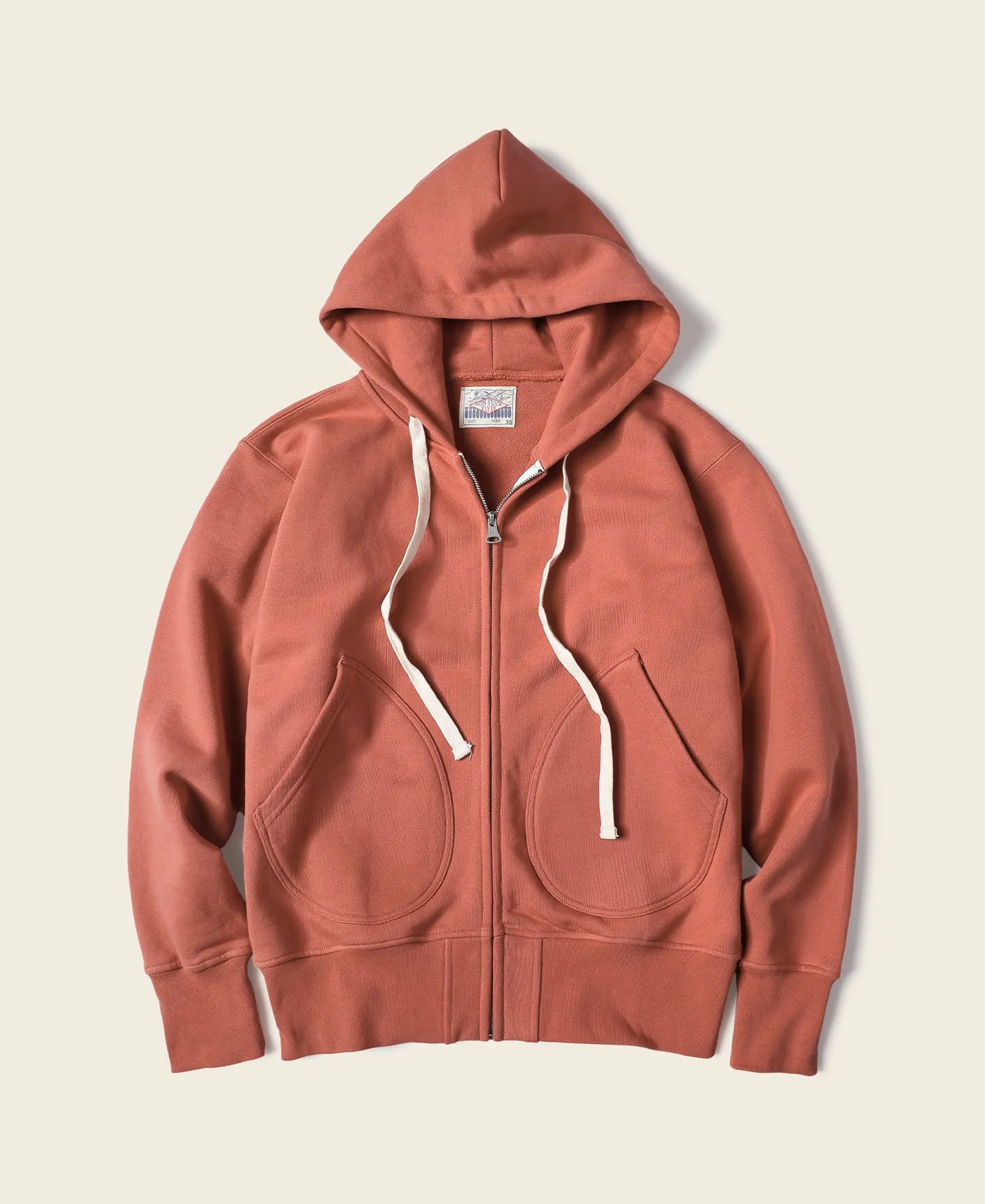 17.5 oz Terry Cloth Full-Zip Hoodie - Brick Red