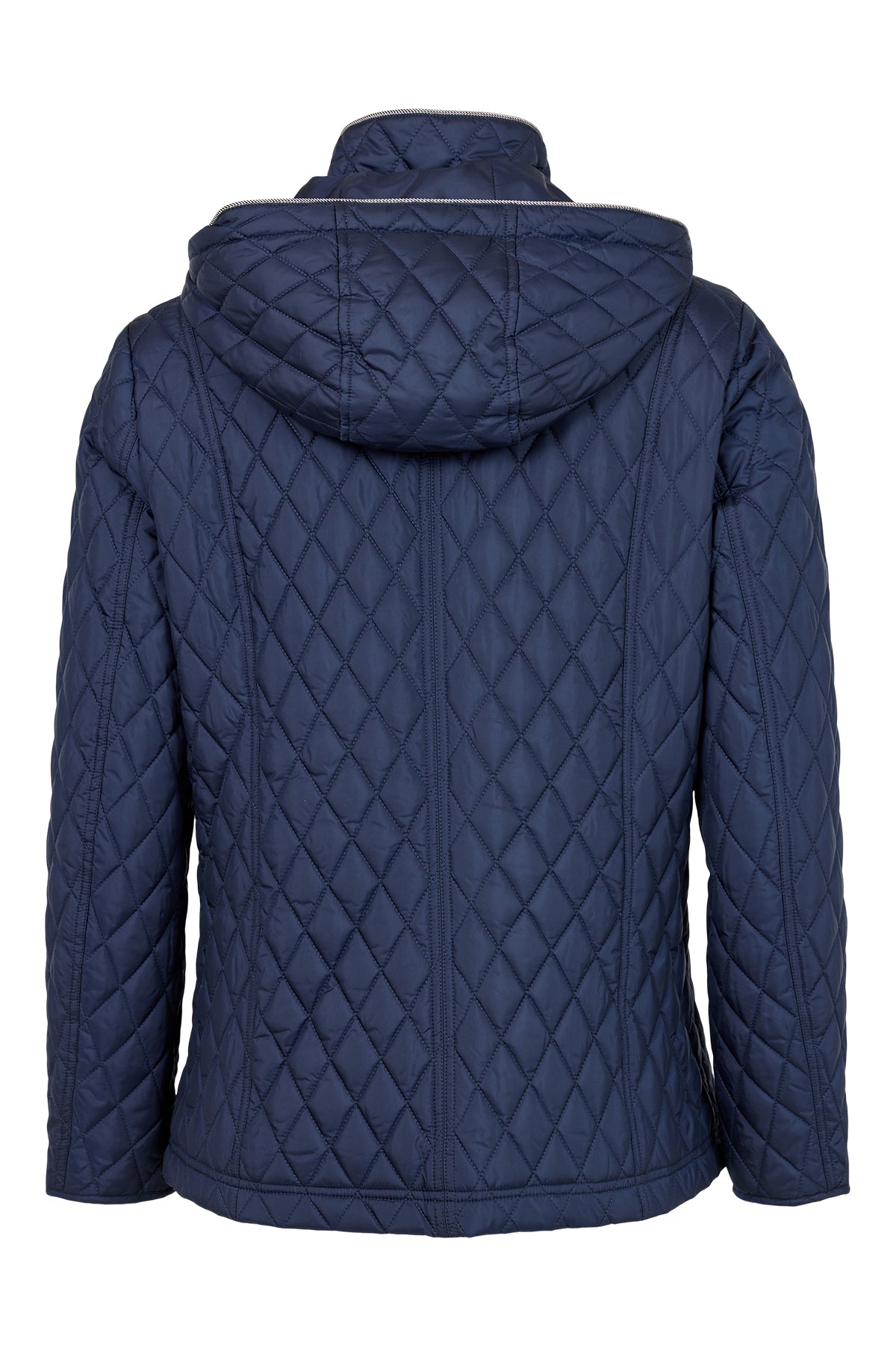 831- Navy Quilted Jacket with Hood - Frandsen