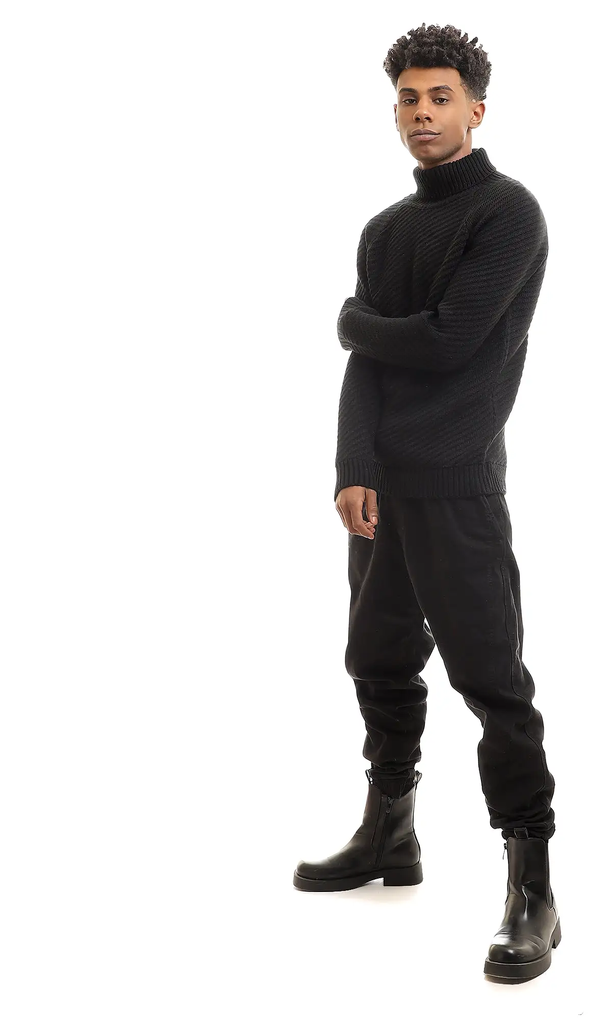 96277 Turtle Neck Black Slip On Winter Pullover