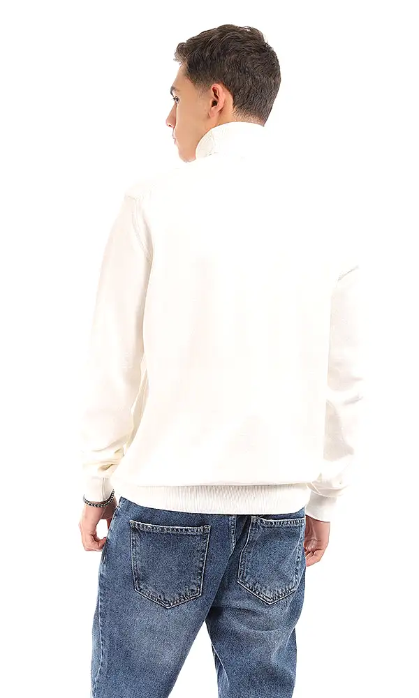 96319 Essential Plain Slip On Turtle Neck Off White Sweater