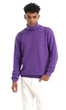 96387 Winter Knitted Turtle Neck Purple Pullover