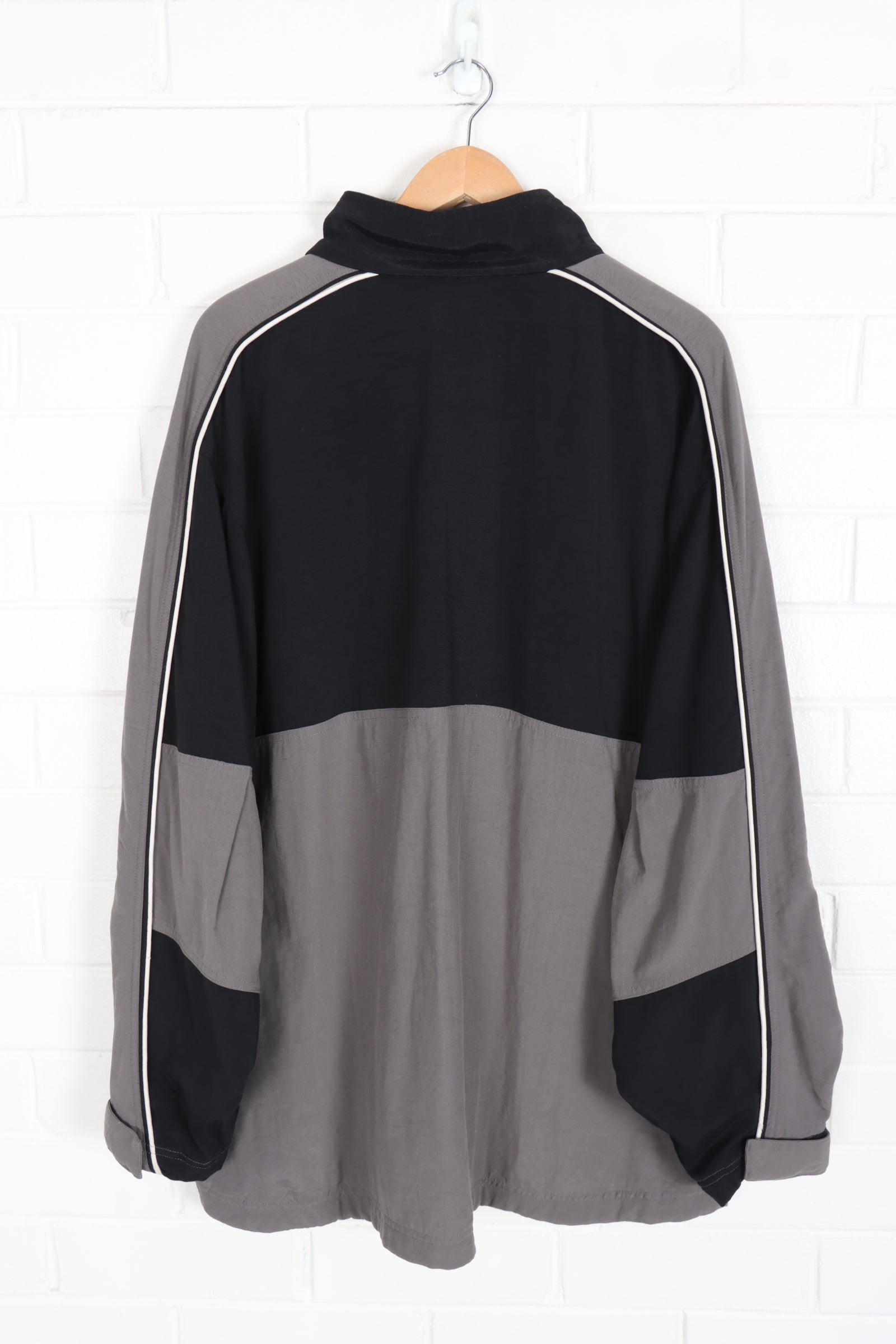 ADIDAS Embroidered Grey & Black 1/4 Zip Jacket (XL-XXL)