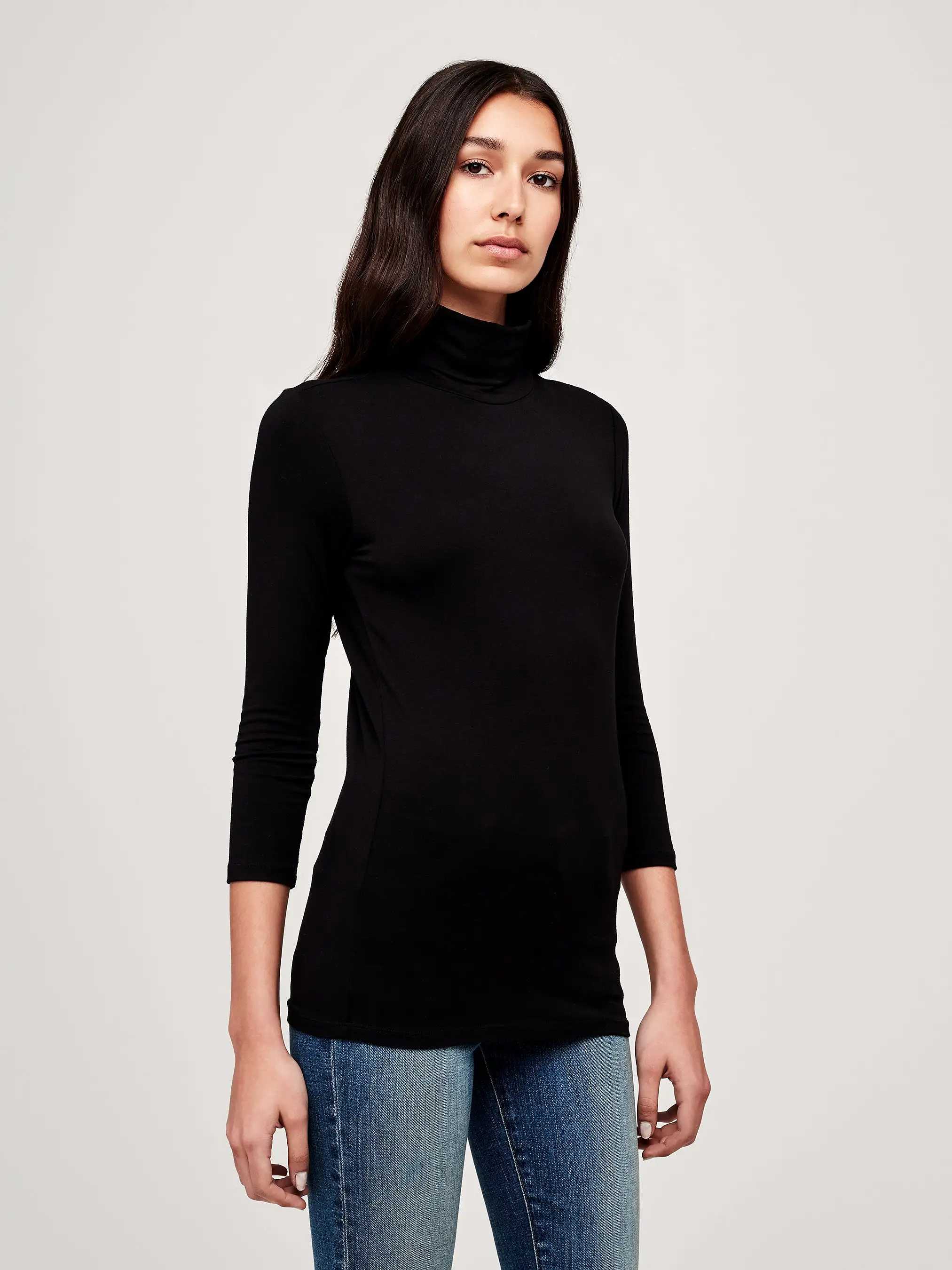 AJA Turtle Neck 3/4 Sleeve Black 5495MJT-BLACk