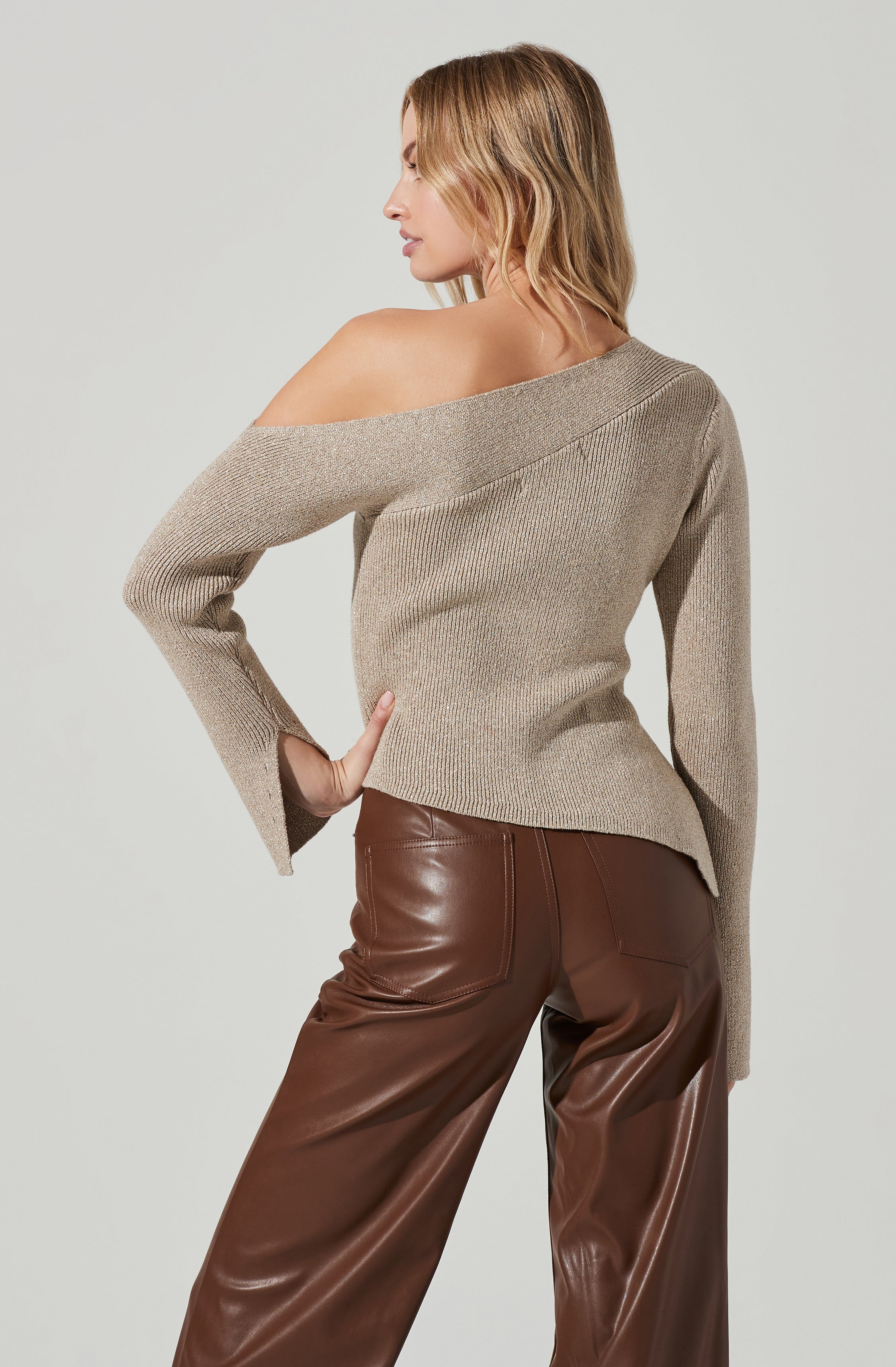 Aldari Asymmetrical Off Shoulder Sweater