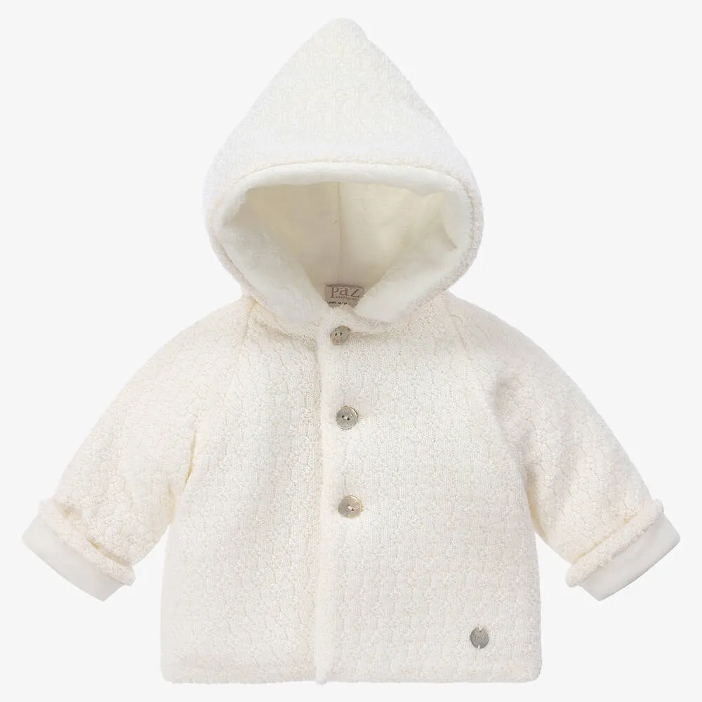 Baby Ivory Hooded Wool Jacket