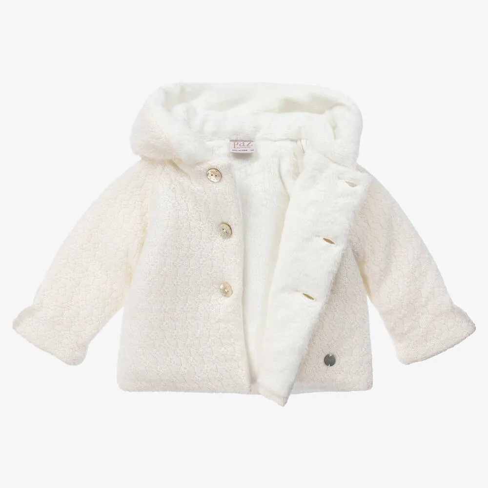 Baby Ivory Hooded Wool Jacket