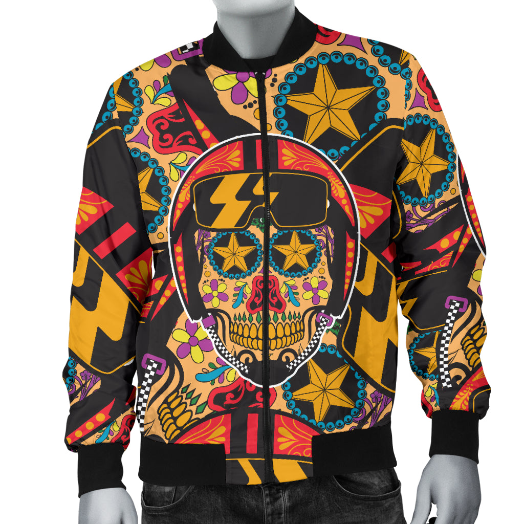 Biker Sugar Skull Men's Bomber Jacket