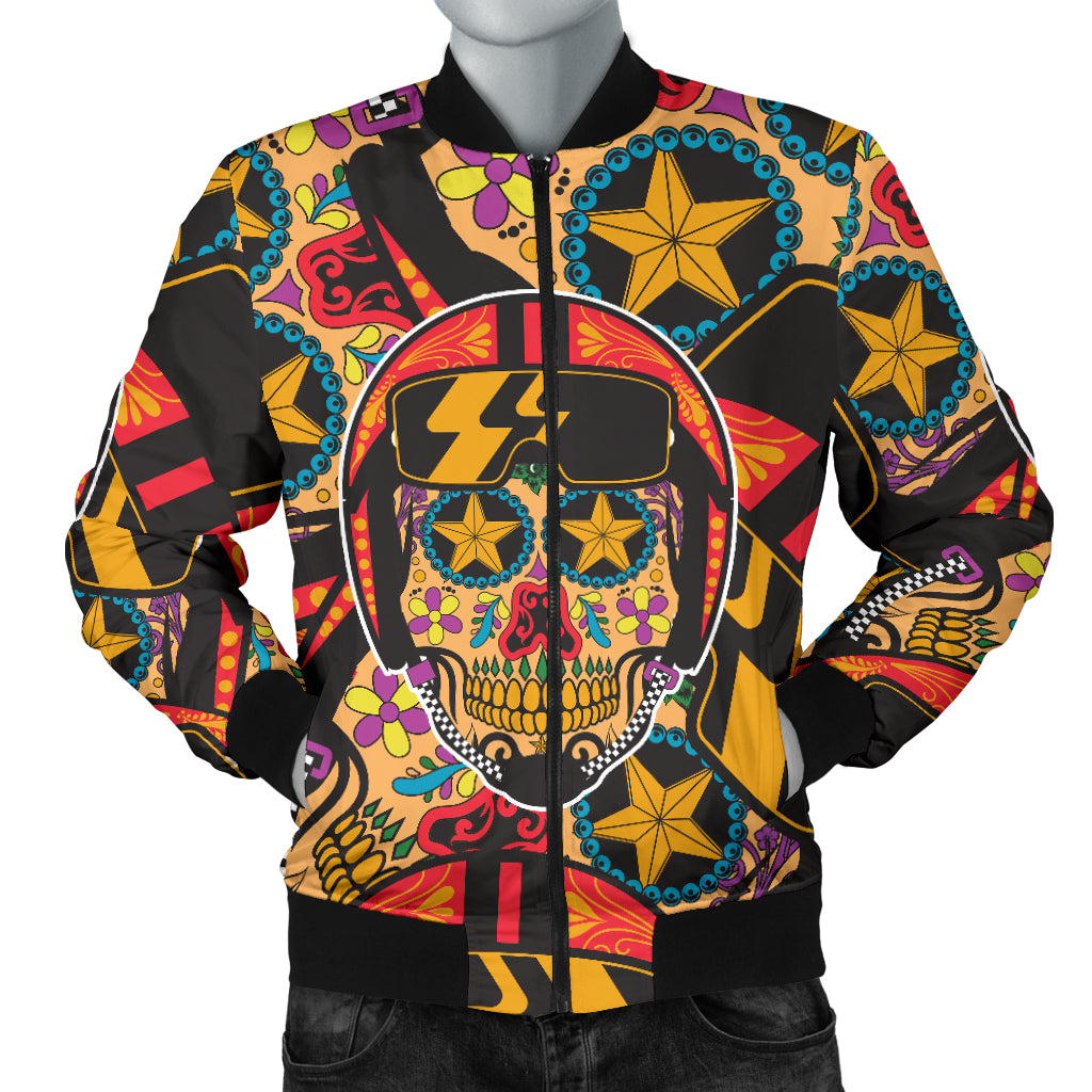 Biker Sugar Skull Men's Bomber Jacket