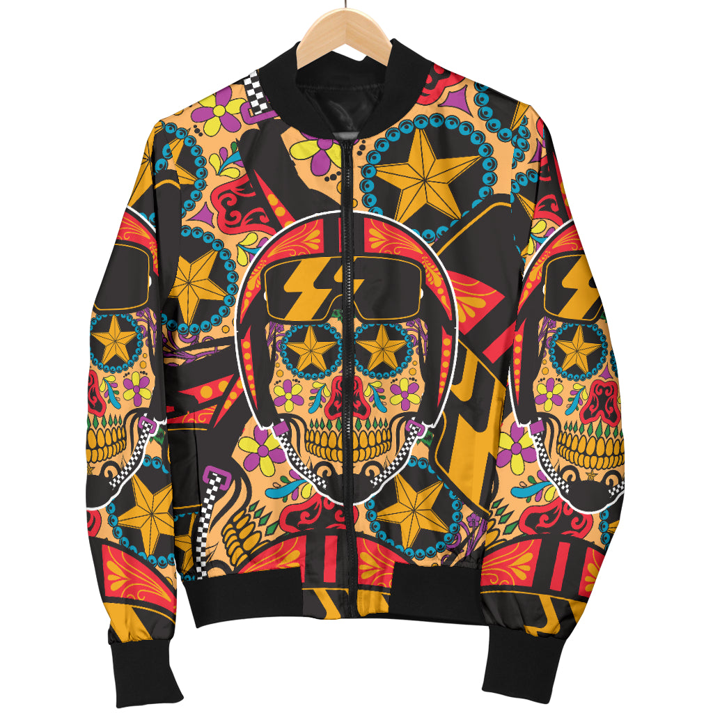 Biker Sugar Skull Men's Bomber Jacket