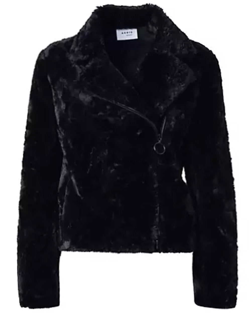 Black Faux Fur Asymmetrical Biker Jacket