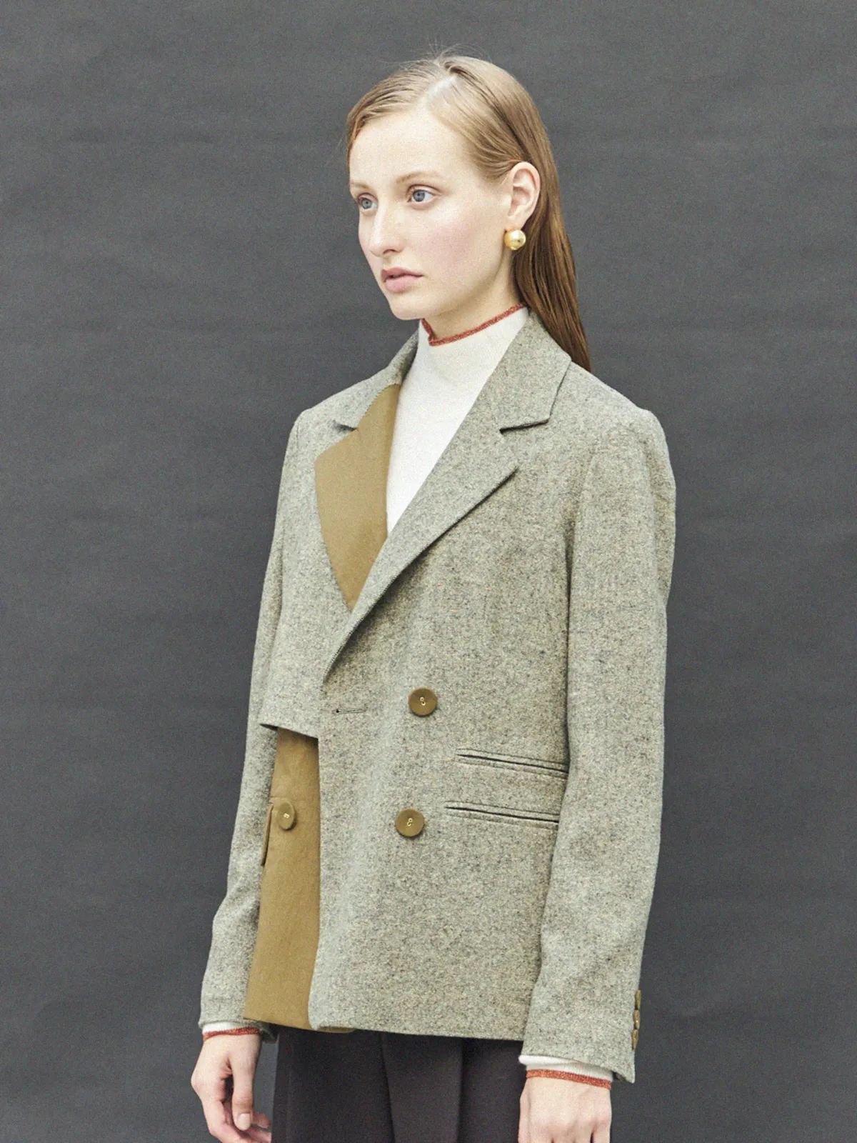 Blocked Wool Jacket - Brown