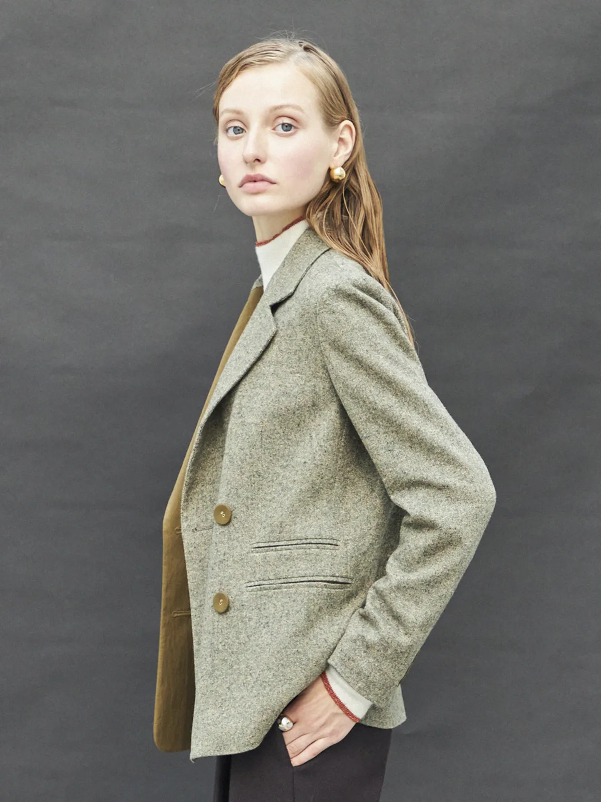 Blocked Wool Jacket - Brown