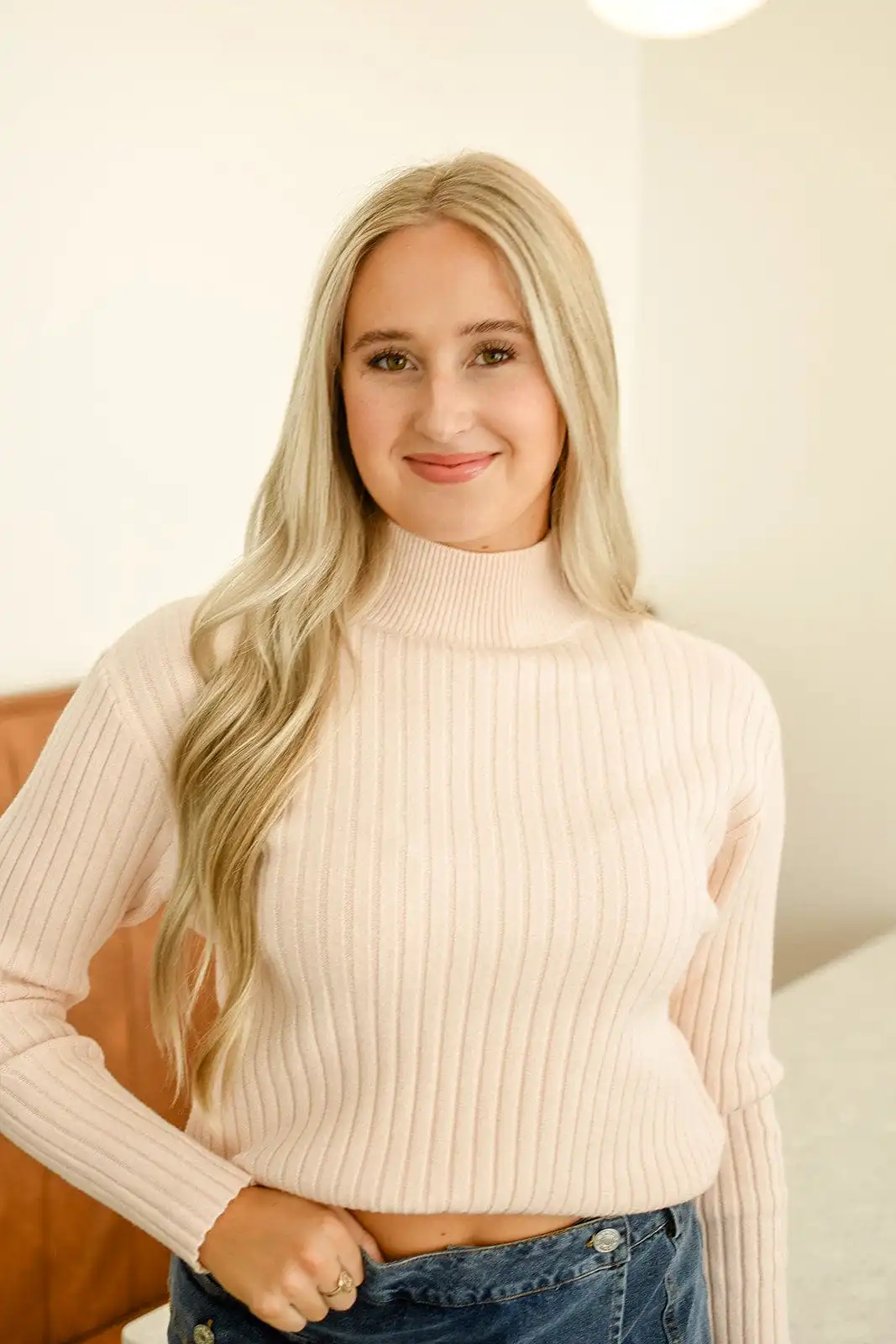 Blush Ribbed Turtle Neck Sweater