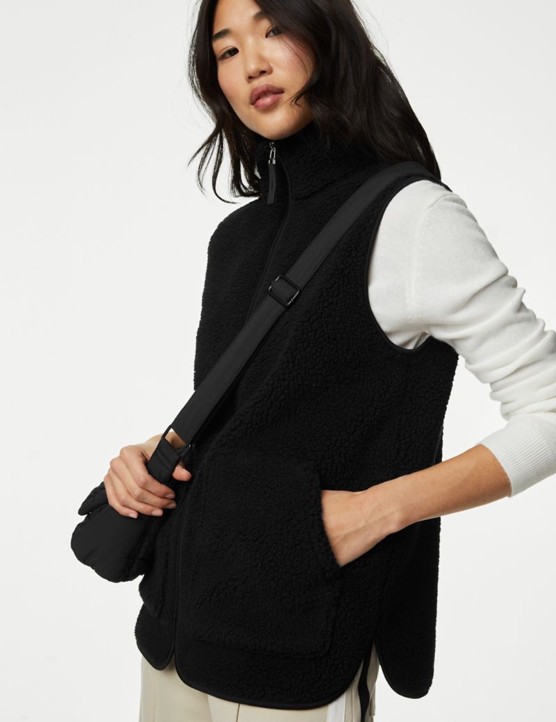 Borg Textured Funnel Neck Gilet