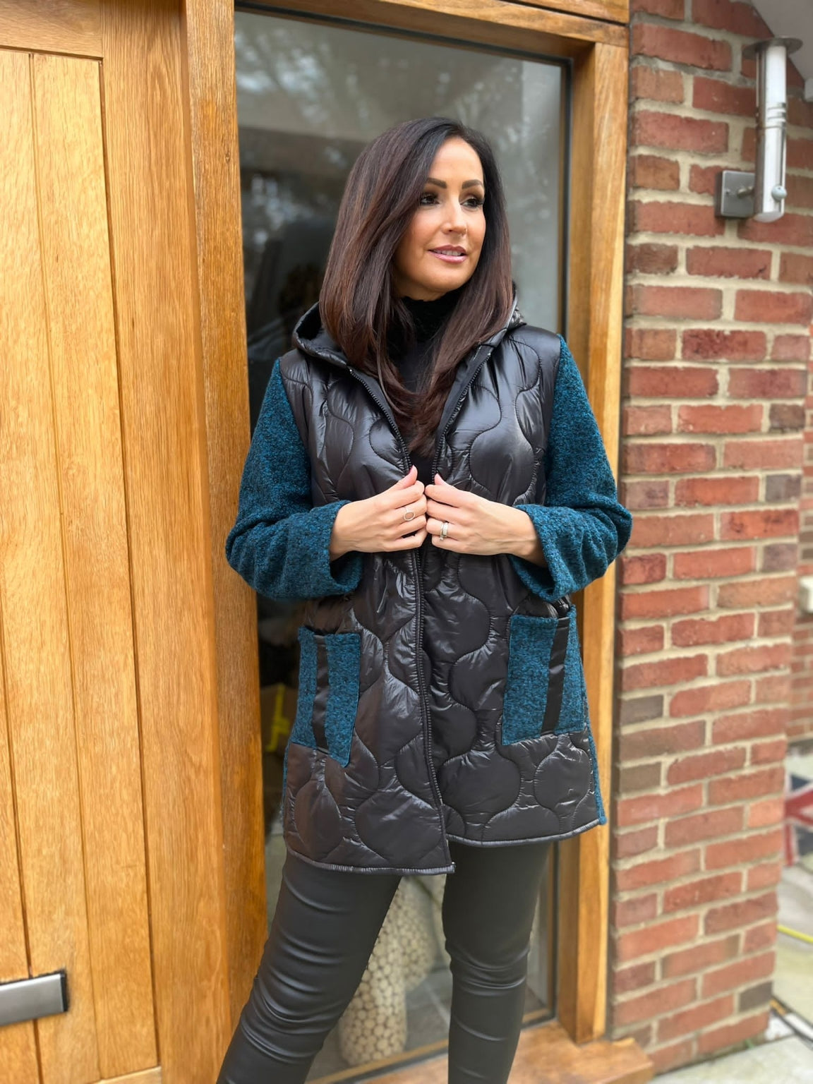 Boucle Sleeve Quilted Coat Elsa