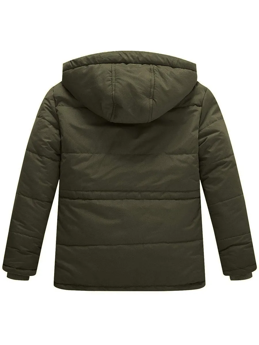 Boy's Winter Warm Padded Puffer Coat Thicken Hooded Parka Jacket