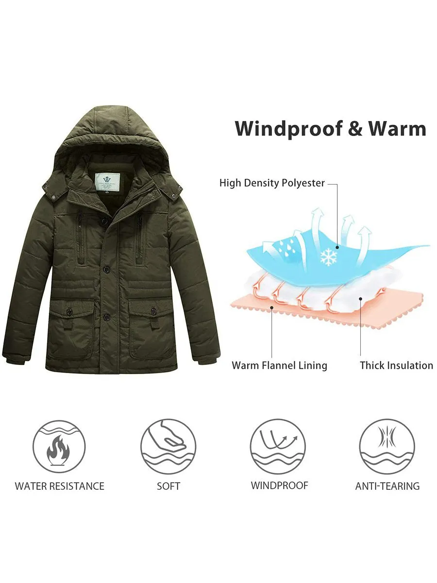 Boy's Winter Warm Padded Puffer Coat Thicken Hooded Parka Jacket