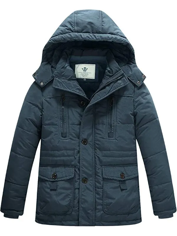 Boy's Winter Warm Padded Puffer Coat Thicken Hooded Parka Jacket