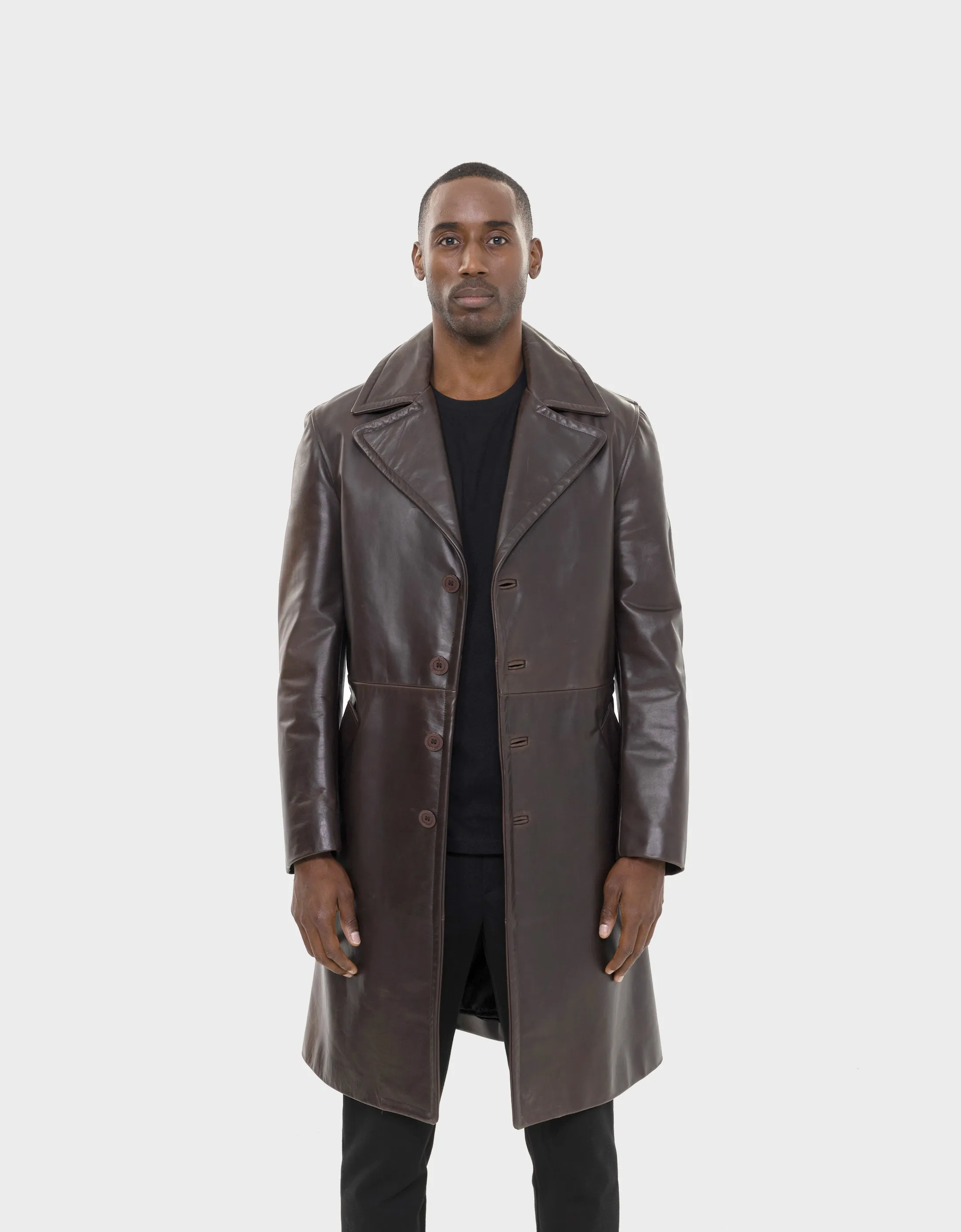 Bryson Leather Trench Coat