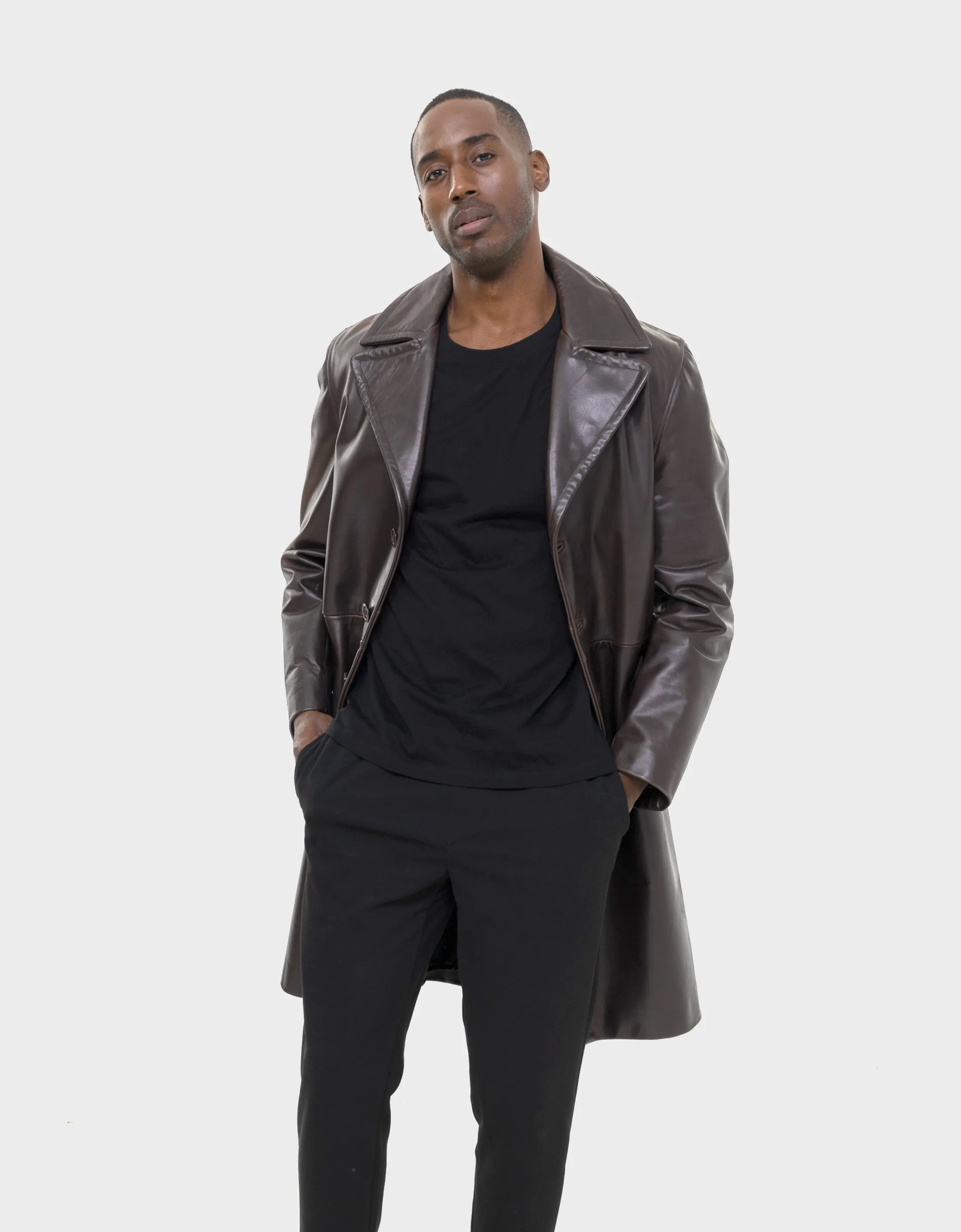 Bryson Leather Trench Coat