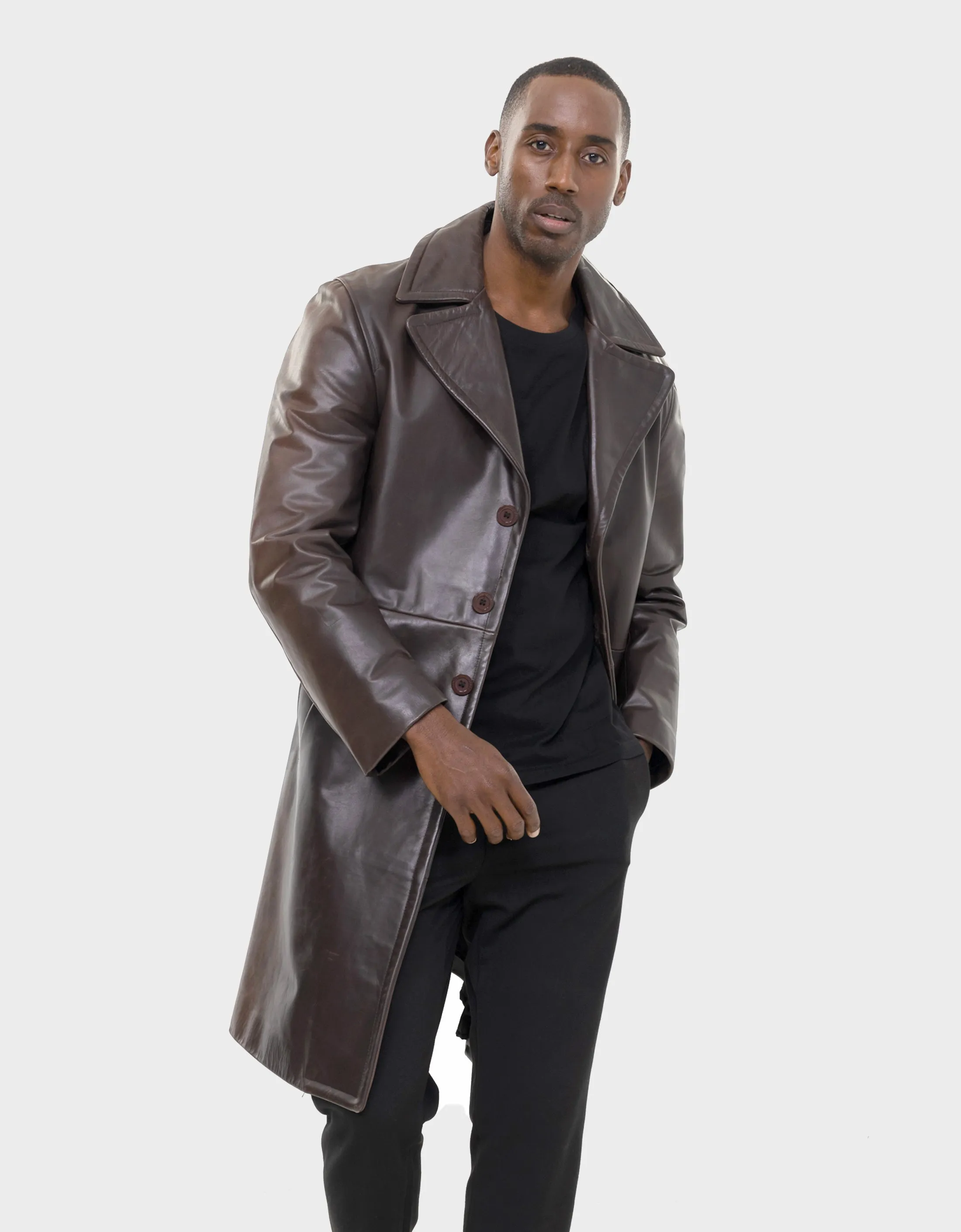 Bryson Leather Trench Coat