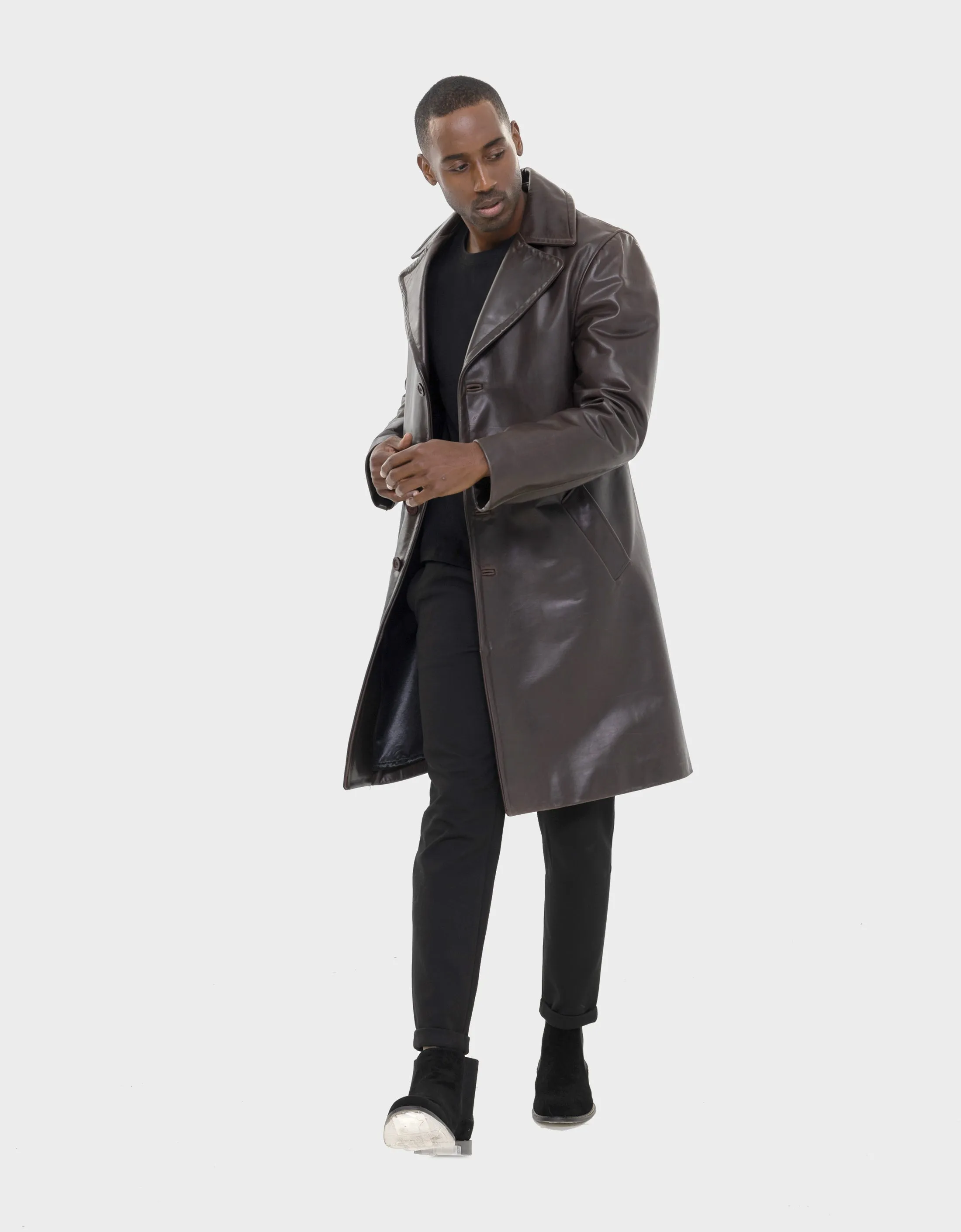 Bryson Leather Trench Coat