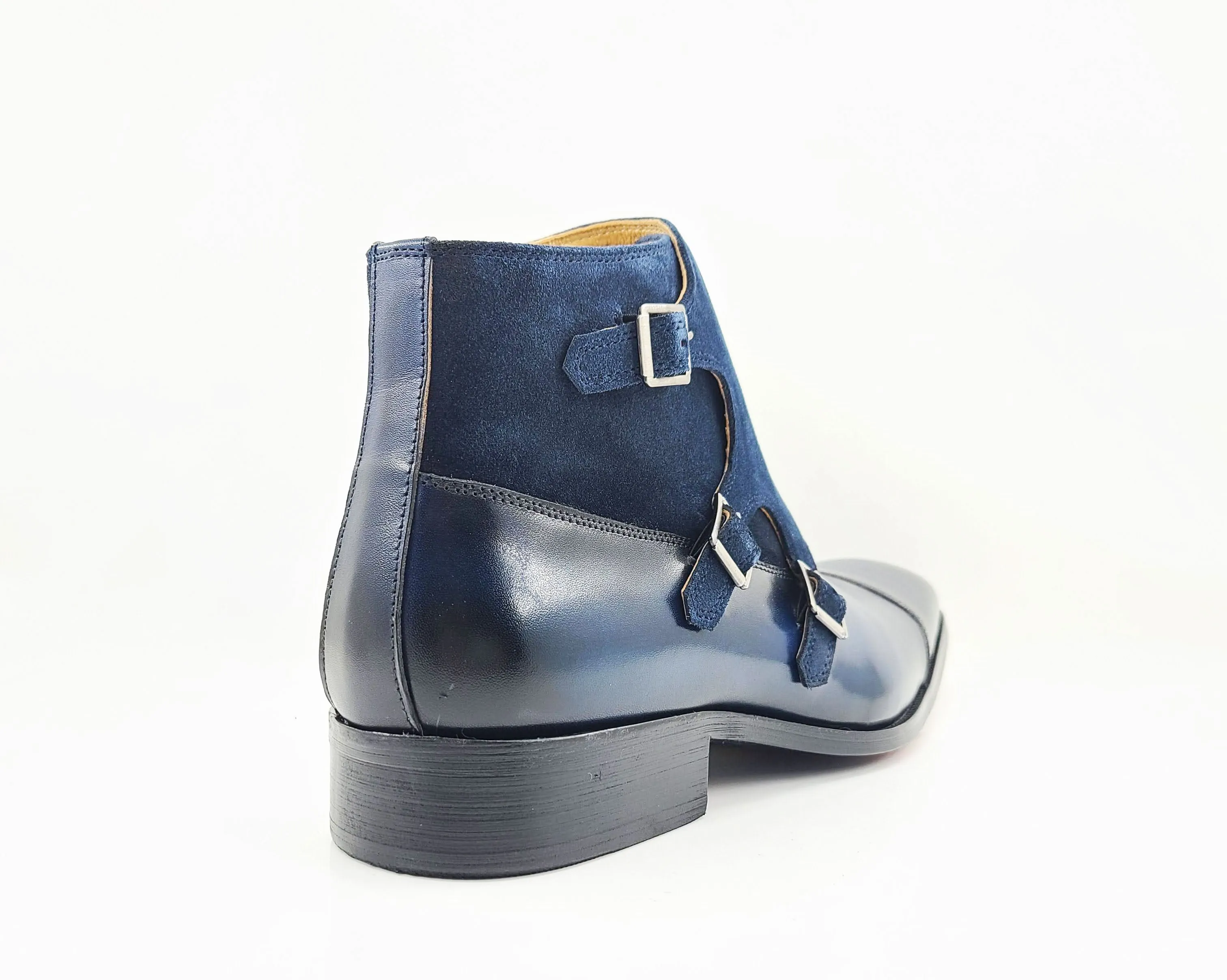 Burnished Calfskin & Suede Slip-On Chukka Boot Navy