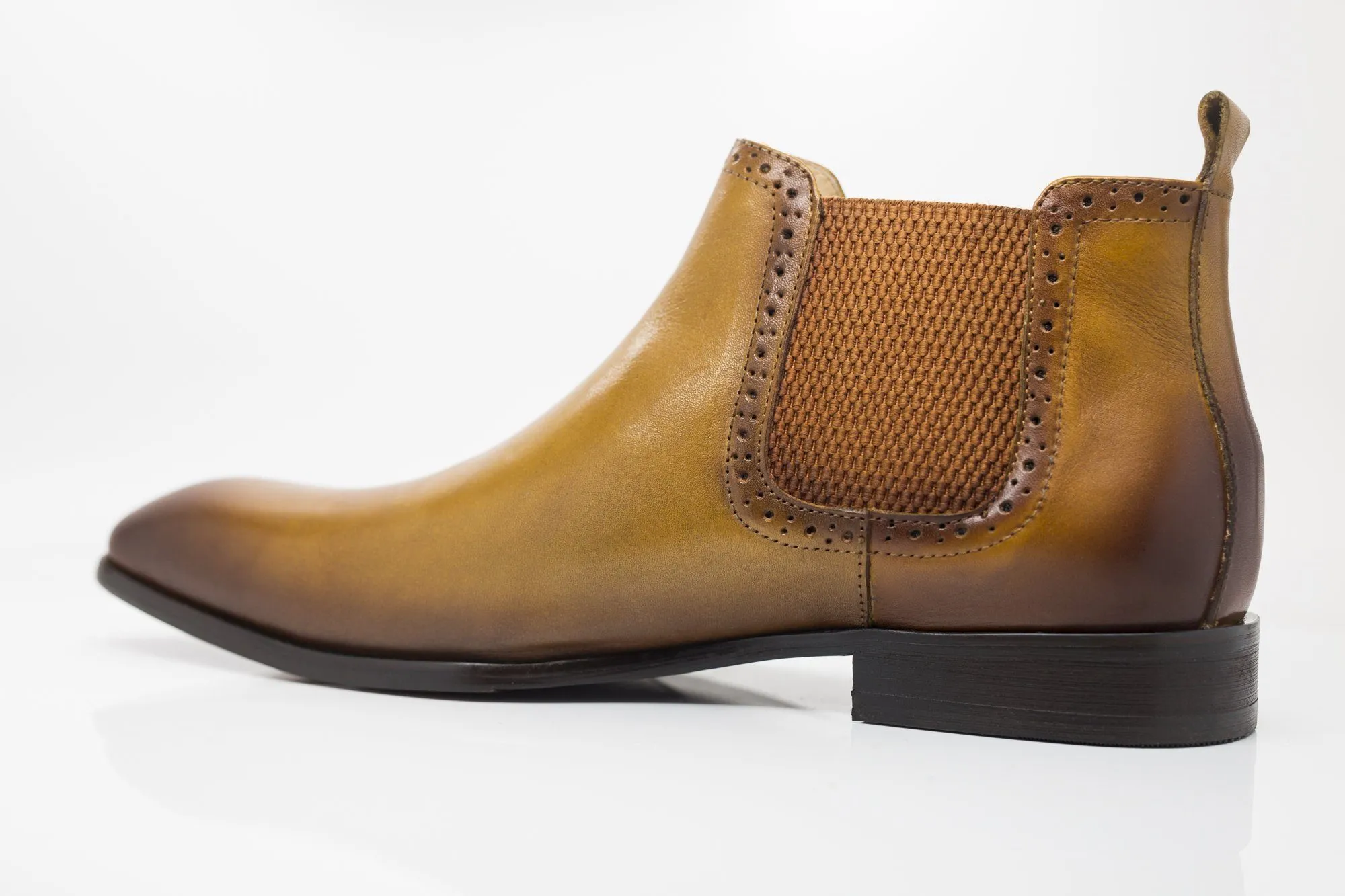 Burnished Calfskin Slip-On Boot Cognac