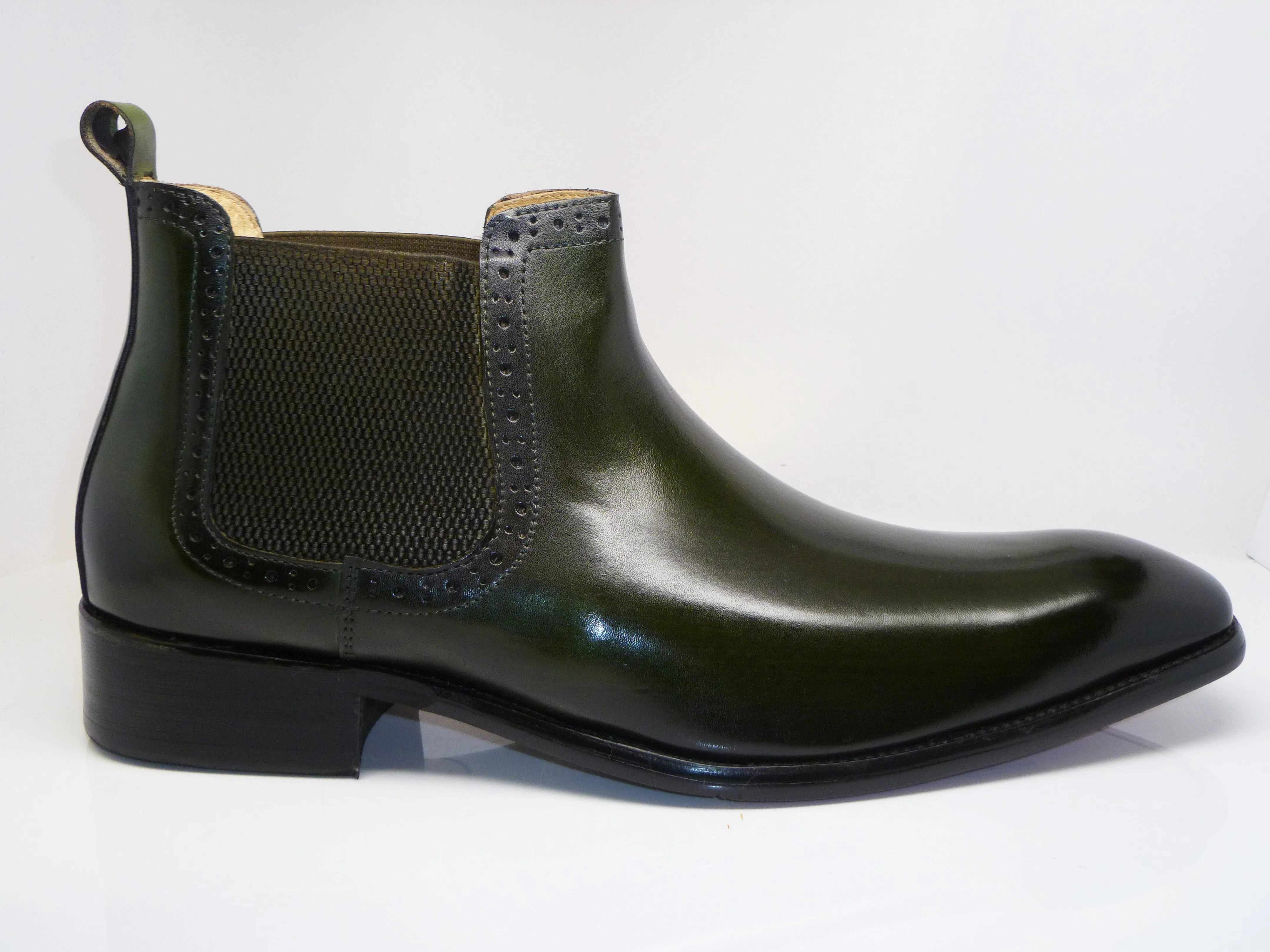 Burnished Calfskin Slip-On Boot Emerald