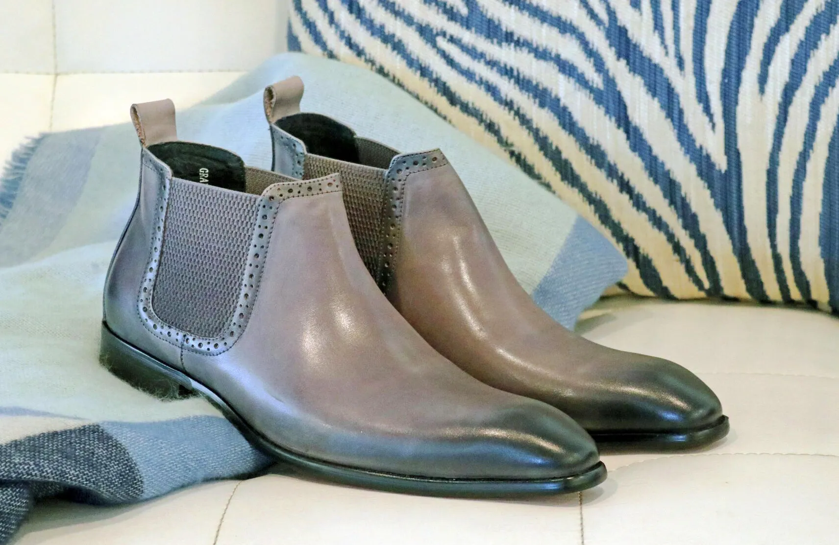 Burnished Calfskin Slip-On Boot Grey