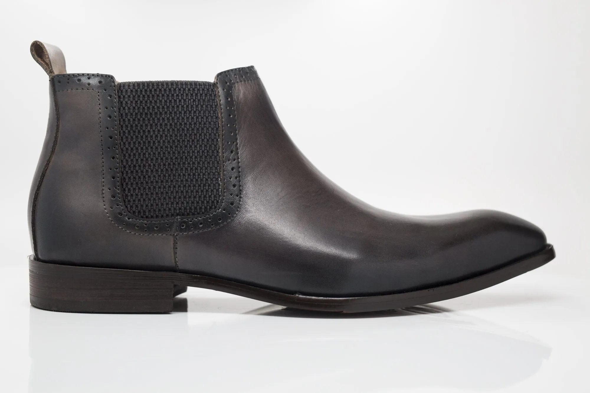 Burnished Calfskin Slip-On Boot Grey