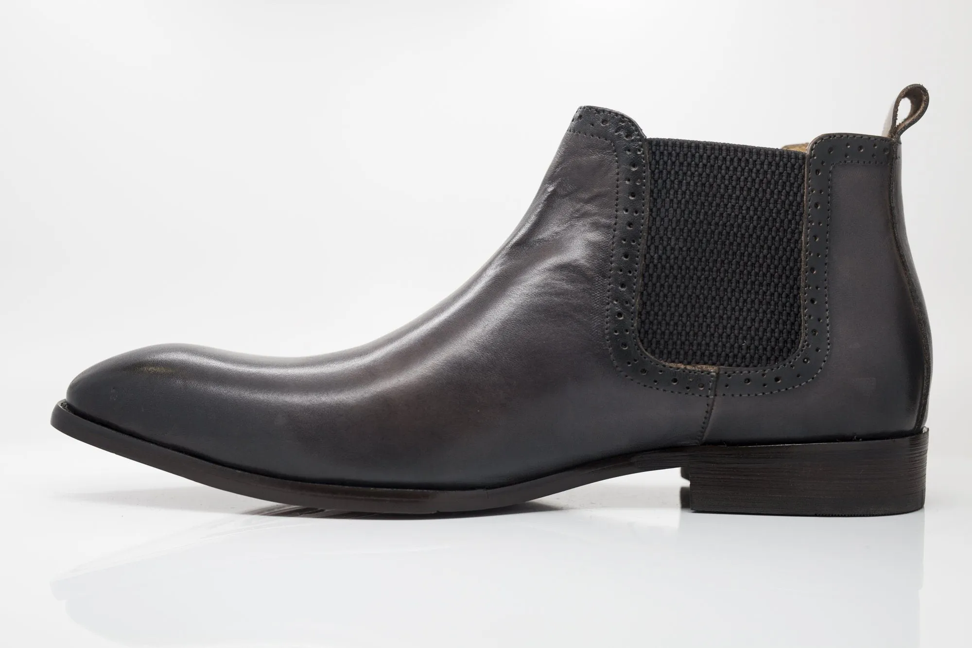 Burnished Calfskin Slip-On Boot Grey