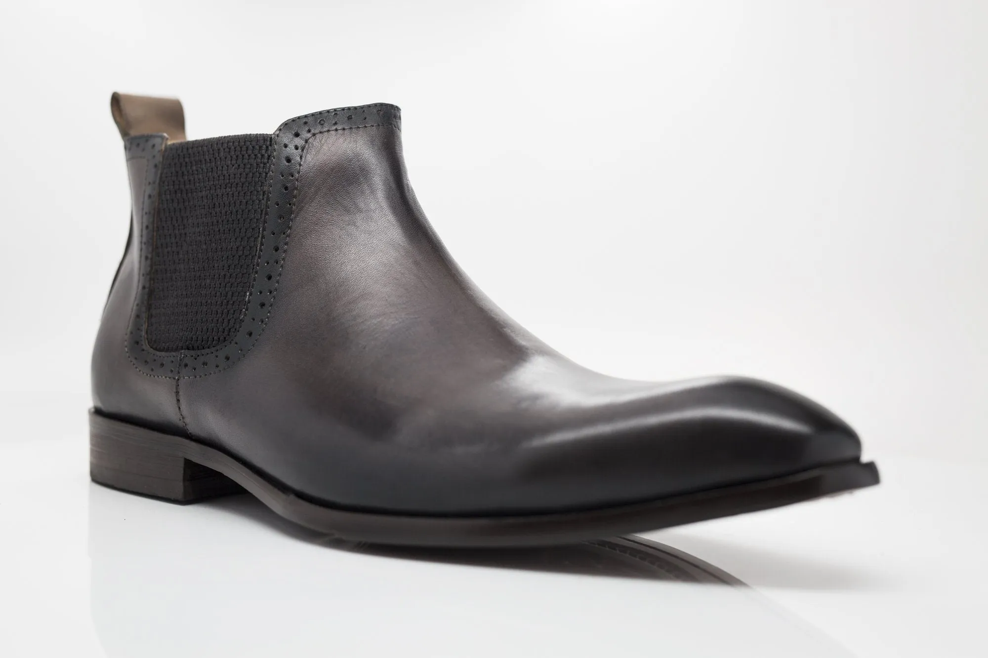 Burnished Calfskin Slip-On Boot Grey