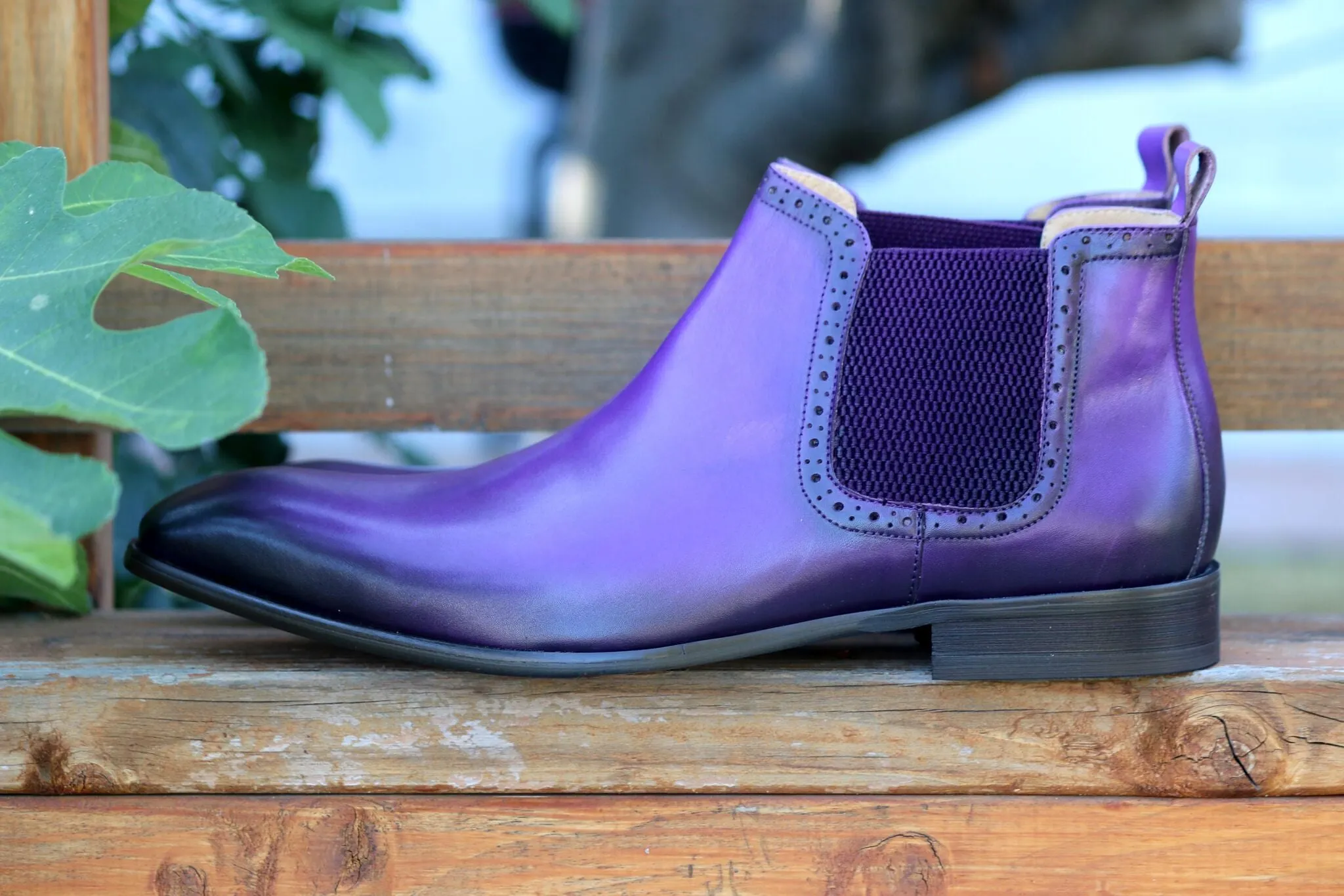 Burnished Calfskin Slip-On Boot Purple