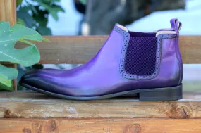 Burnished Calfskin Slip-On Boot Purple