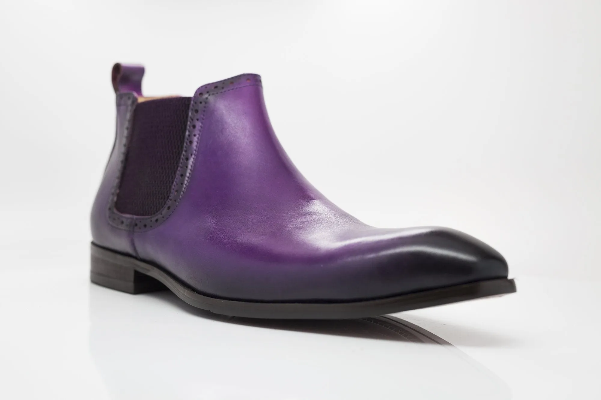 Burnished Calfskin Slip-On Boot Purple