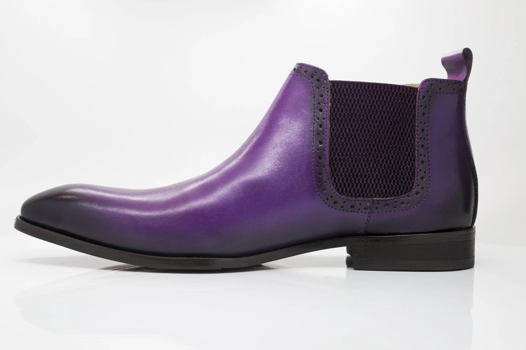 Burnished Calfskin Slip-On Boot Purple