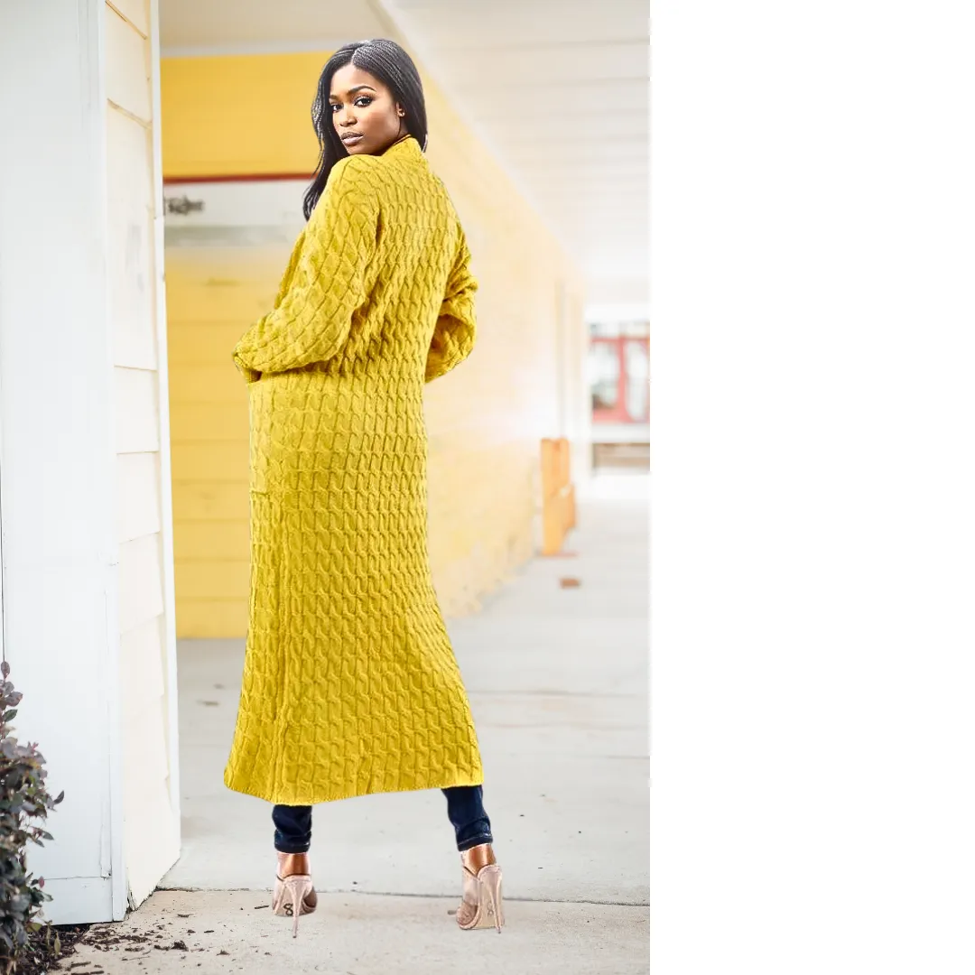 Chic Comfort Maxi Sweater Cardigan | Yellow