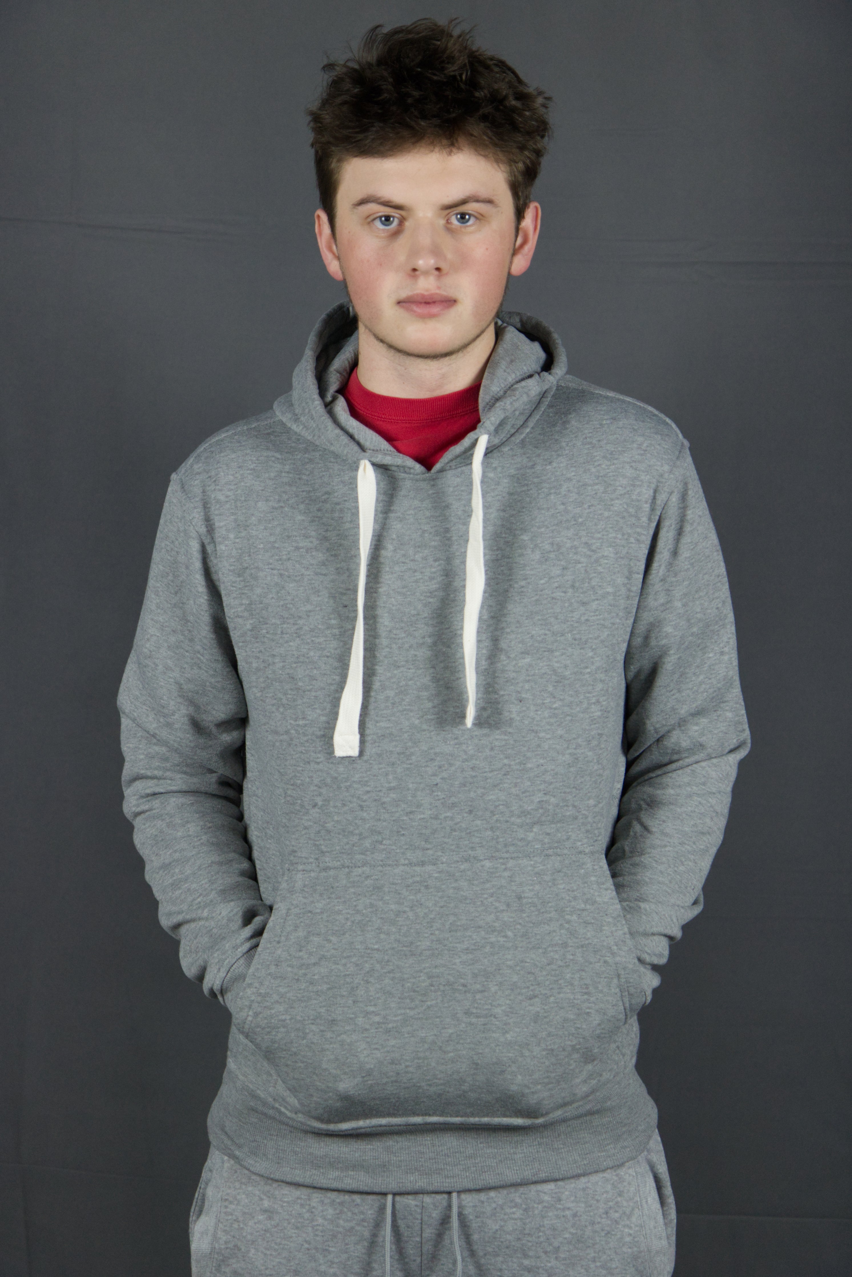 Classic Fleece Heather Gray Pullover Hoodie | Heather Grey Men's Basic Hooded Sweatshirt