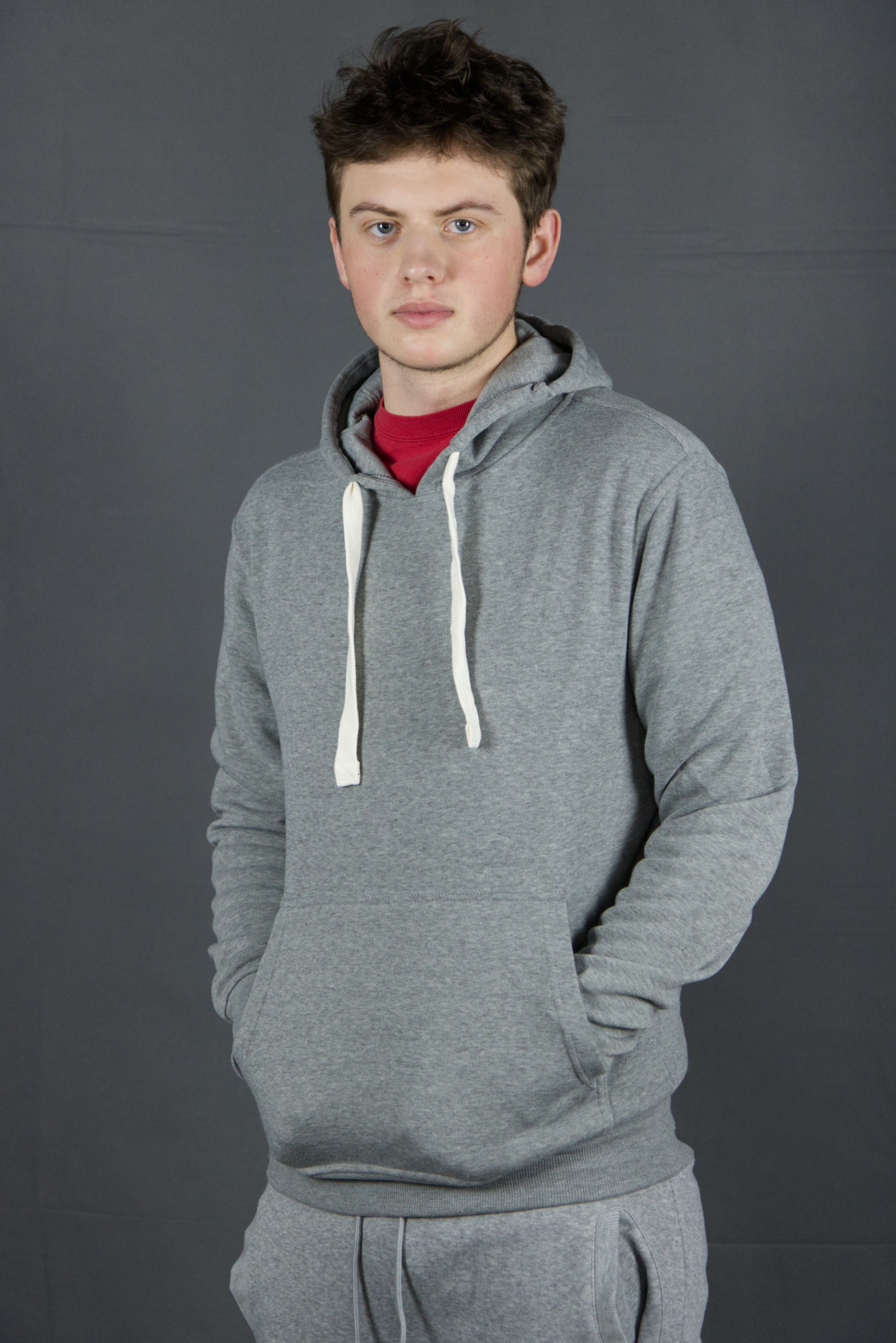 Classic Fleece Heather Gray Pullover Hoodie | Heather Grey Men's Basic Hooded Sweatshirt