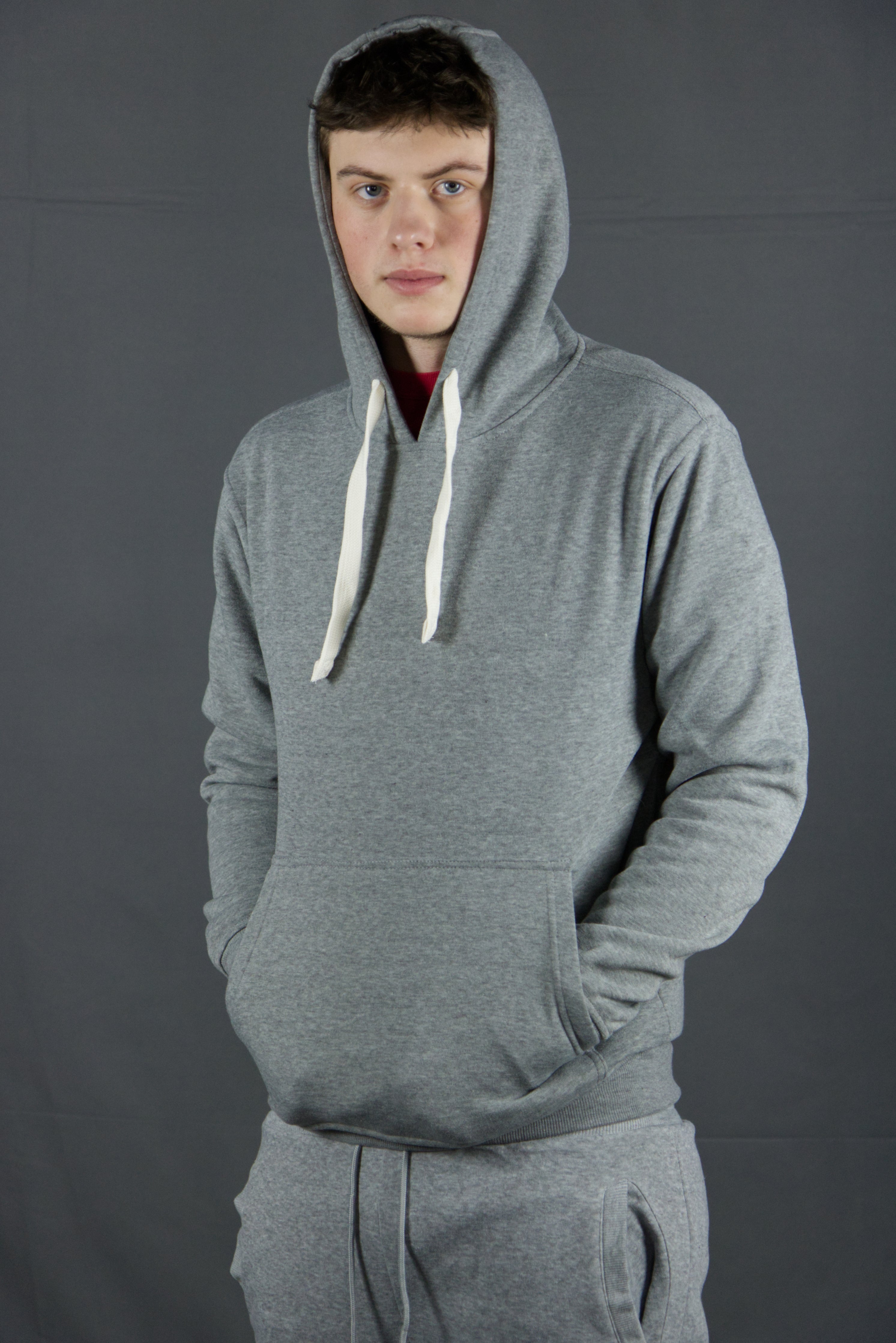 Classic Fleece Heather Gray Pullover Hoodie | Heather Grey Men's Basic Hooded Sweatshirt