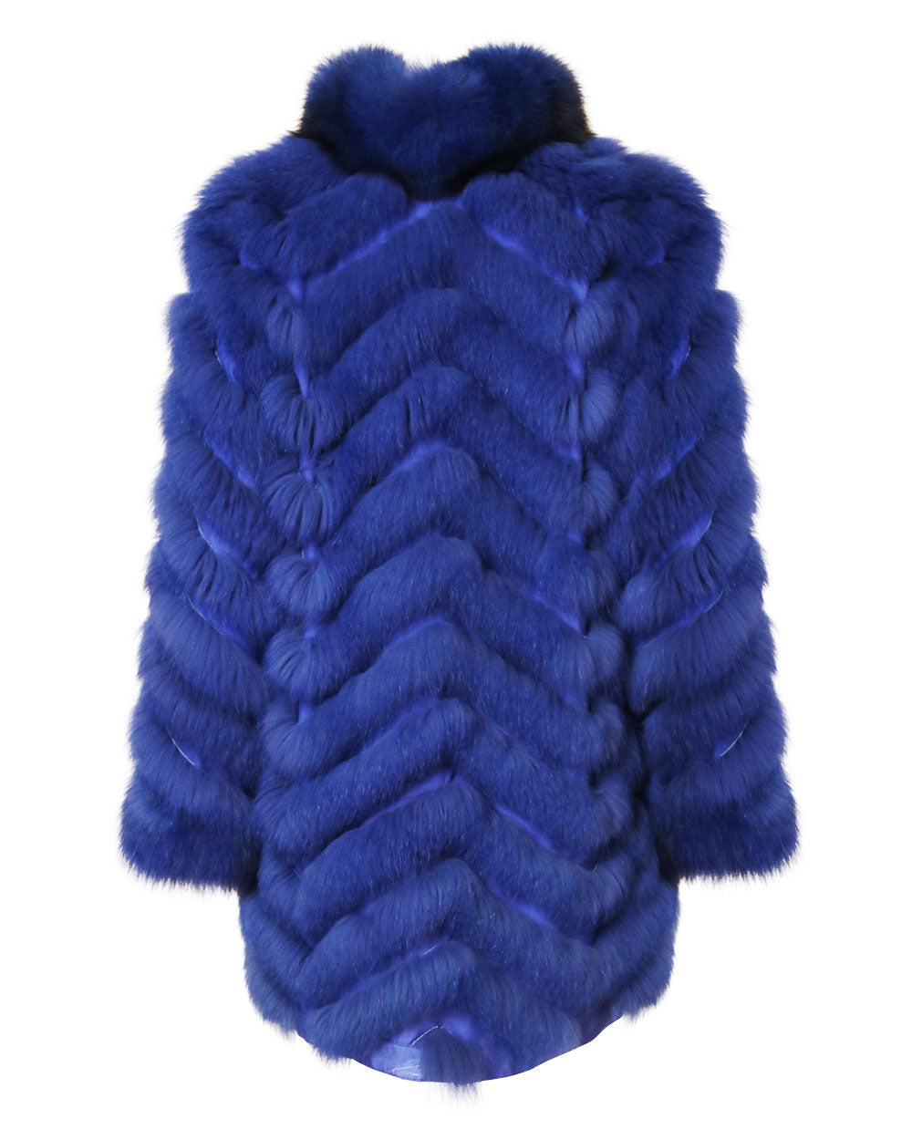 Classic Reversible Fox Coat in Azure