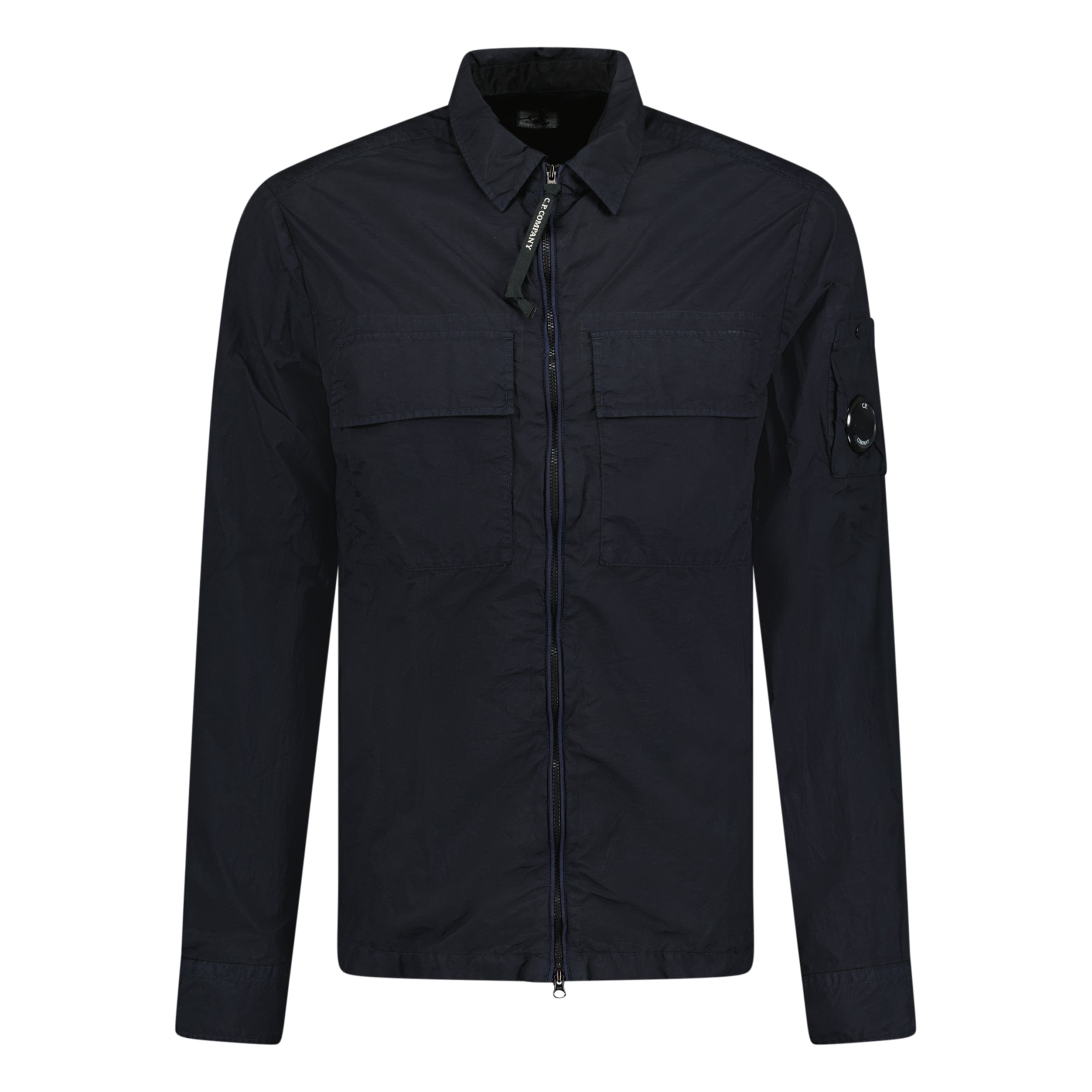 CP COMPANY  'TAYLON L' LENS ZIP UP OVERSHIRT NAVY BLUE