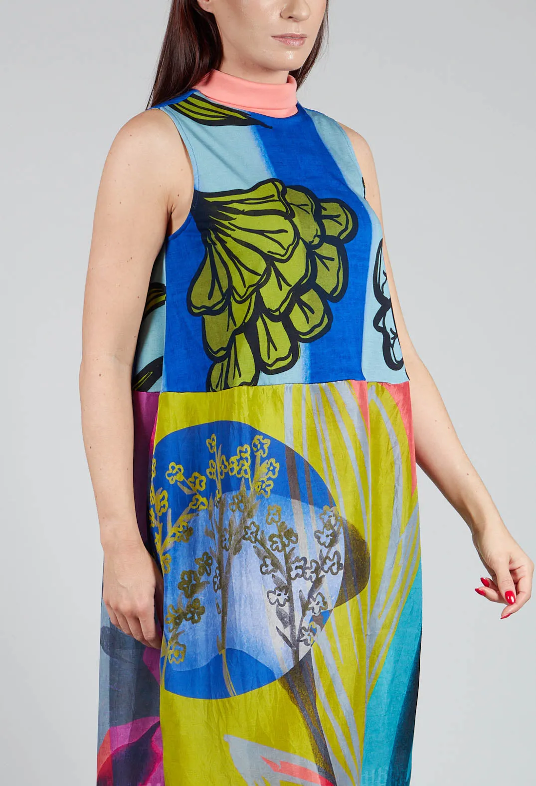 Dress Poppy Turtle Neck Sleeveless Plage in Blue