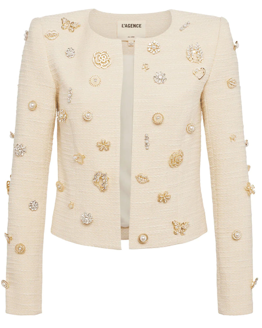 Ecru Broach Embellished Tayla Jacket