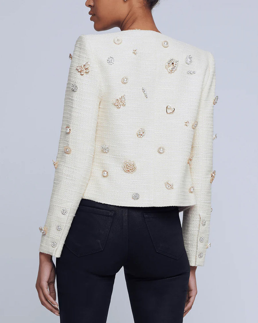 Ecru Broach Embellished Tayla Jacket