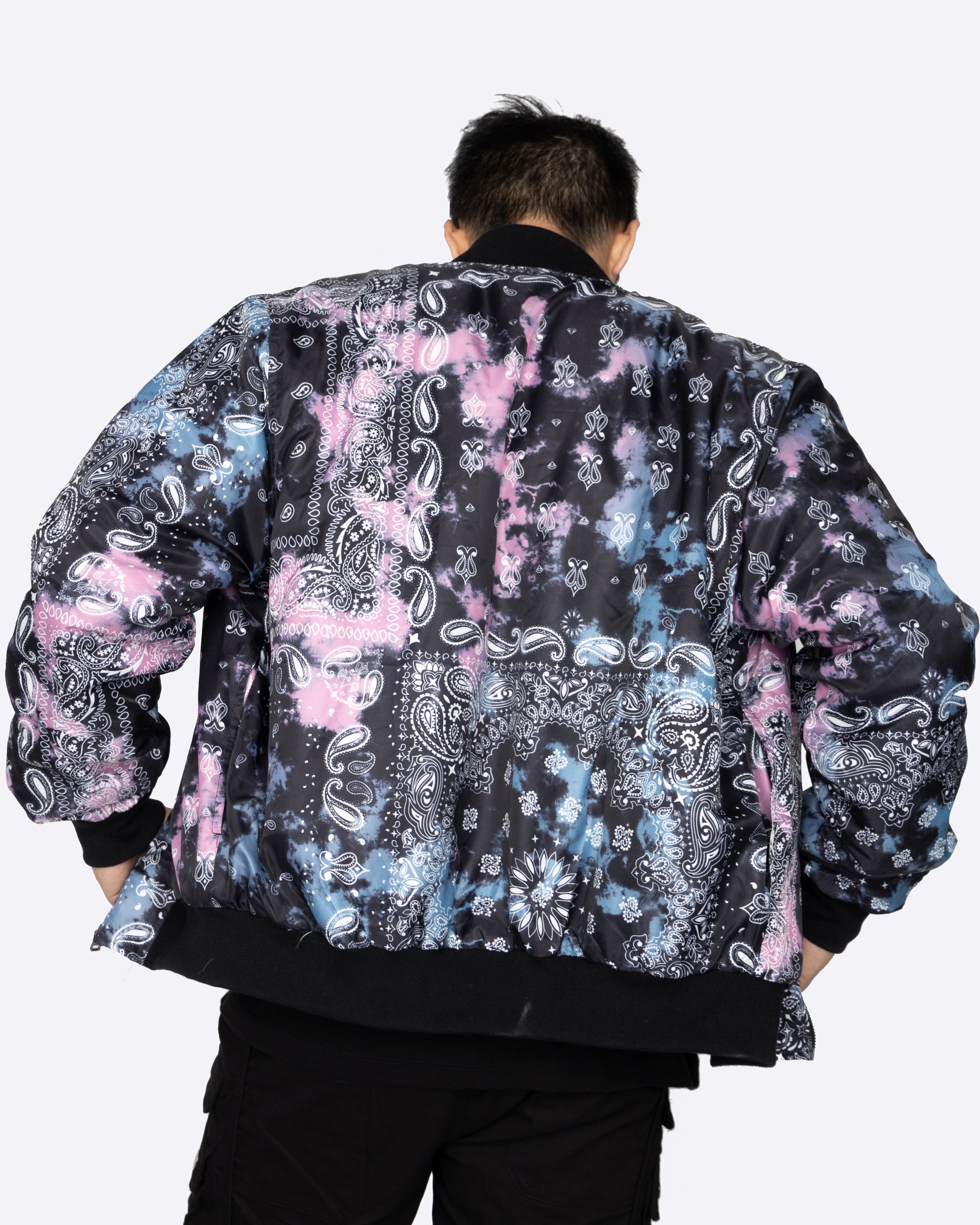 EPTM TIE DYE BANDANA BOMBER JACKET-BLACK