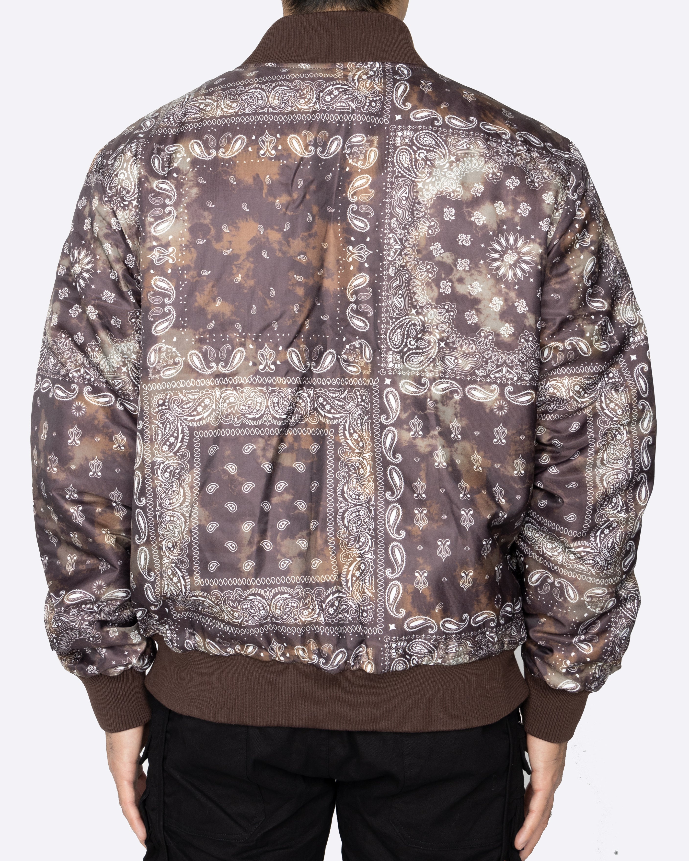 EPTM TIE DYE BANDANA BOMBER JACKET-BROWN