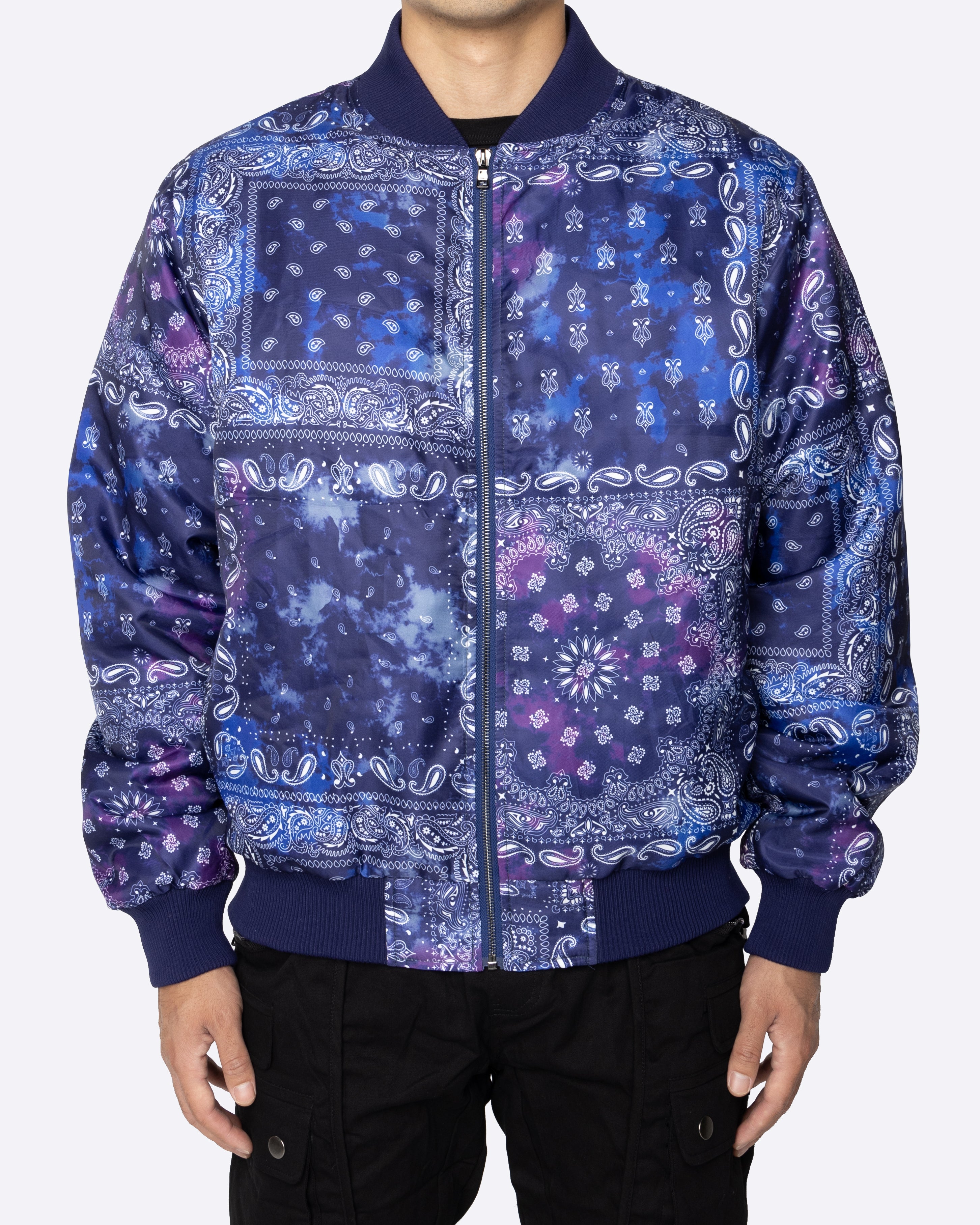 EPTM TIE DYE BANDANA BOMBER JACKET-NAVY