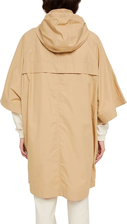 Esprit Water Repellant Cotton Poncho Jacket in Camel